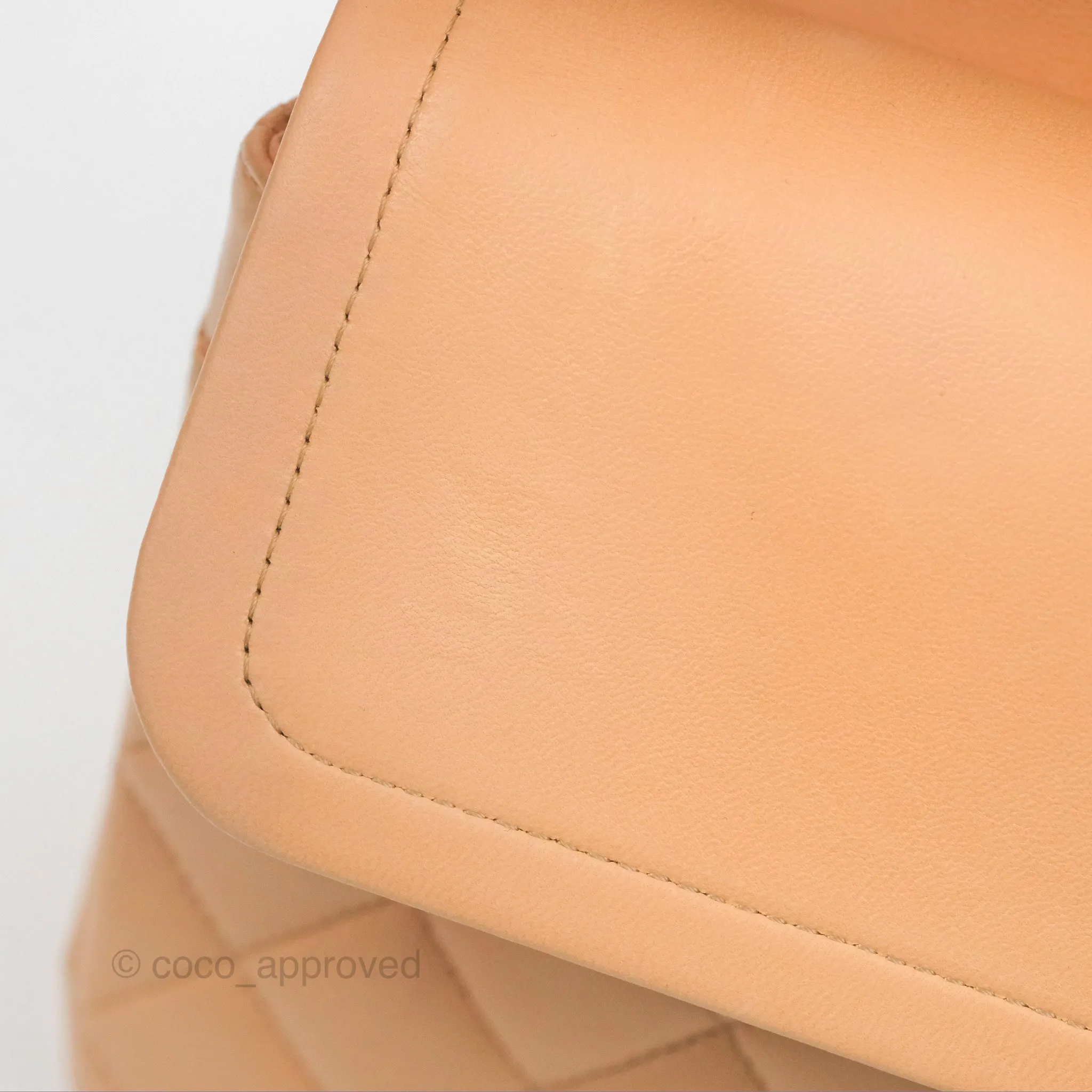 Chanel Classic M/L Medium Flap Quilted Beige Pink Lambskin Gold Hardware