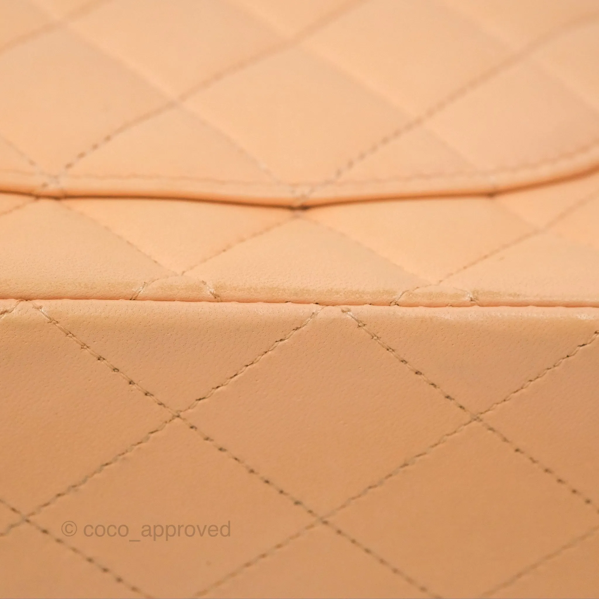 Chanel Classic M/L Medium Flap Quilted Beige Pink Lambskin Gold Hardware
