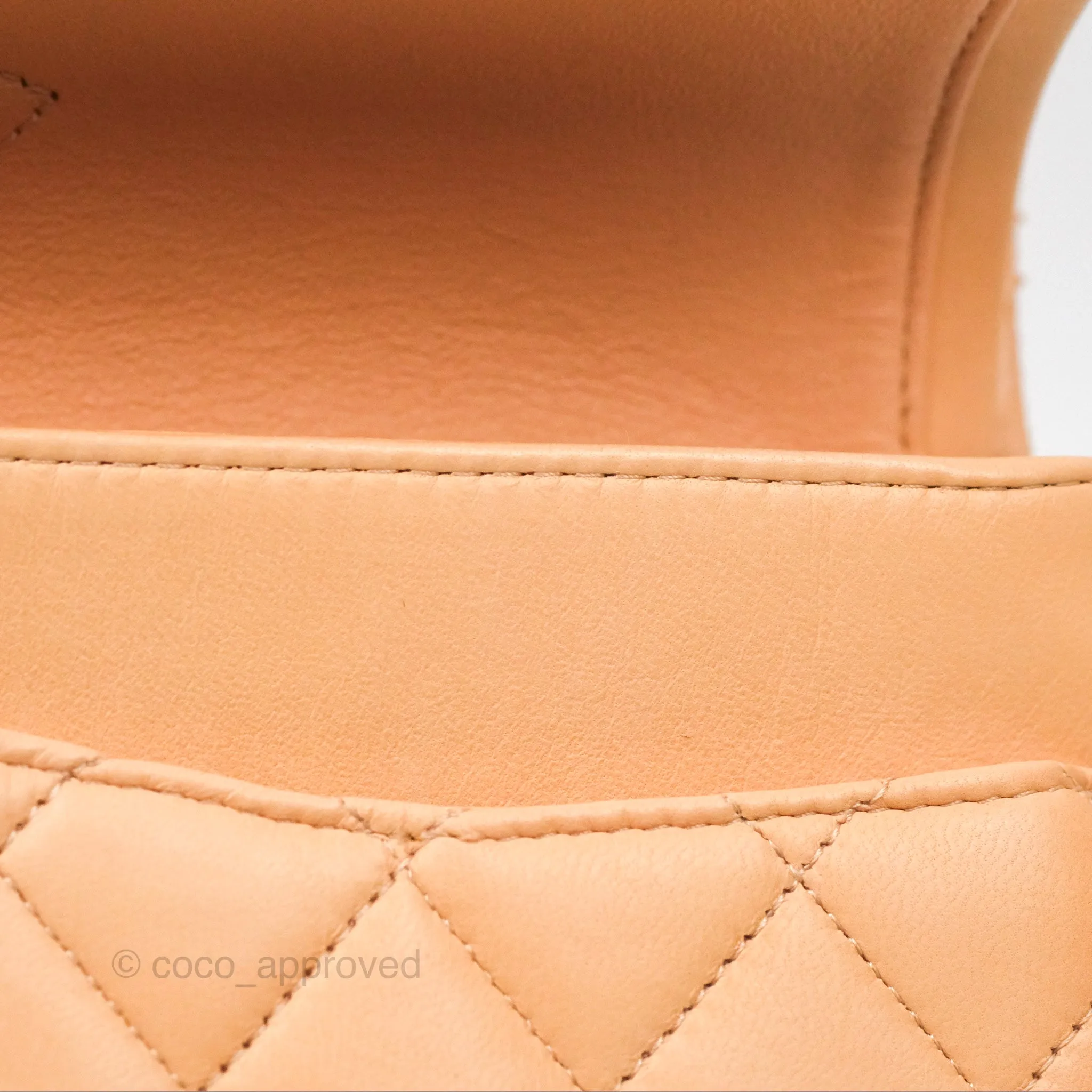 Chanel Classic M/L Medium Flap Quilted Beige Pink Lambskin Gold Hardware
