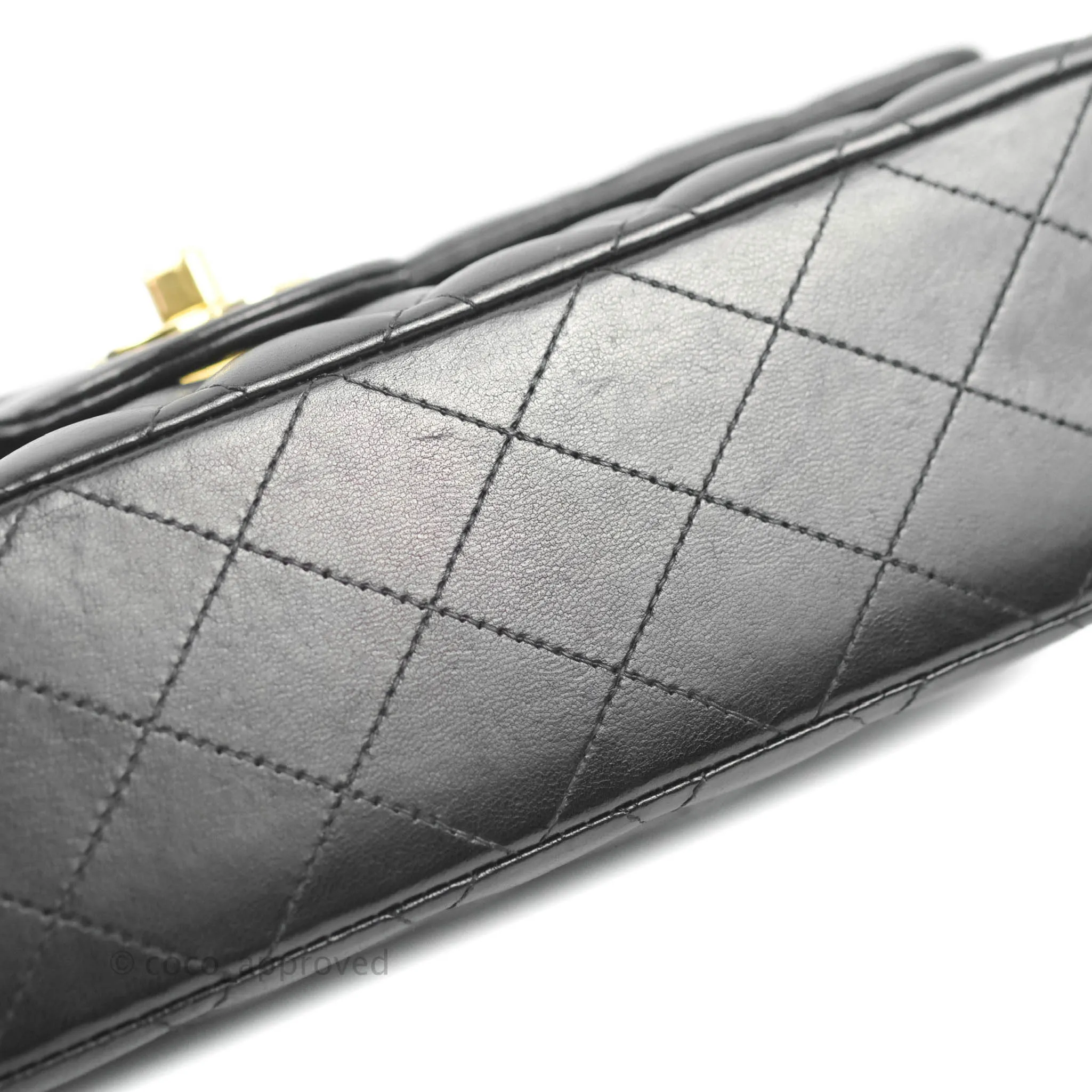 Chanel Classic M/L Medium Flap Quilted Black Lambskin 24K Gold Hardware