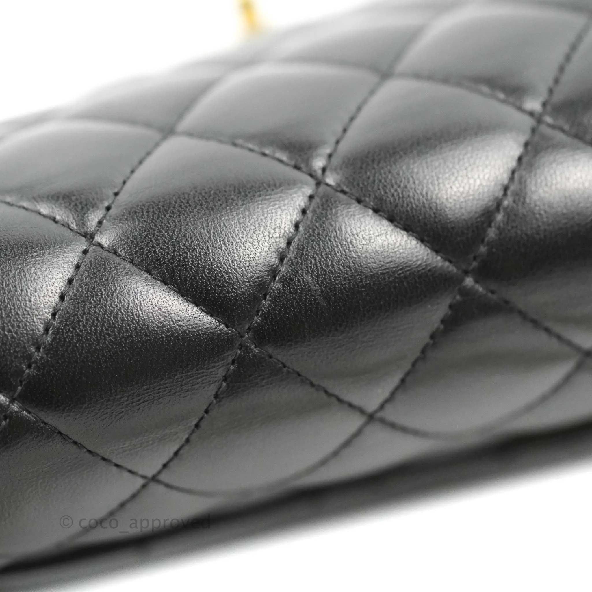Chanel Classic M/L Medium Flap Quilted Black Lambskin 24K Gold Hardware