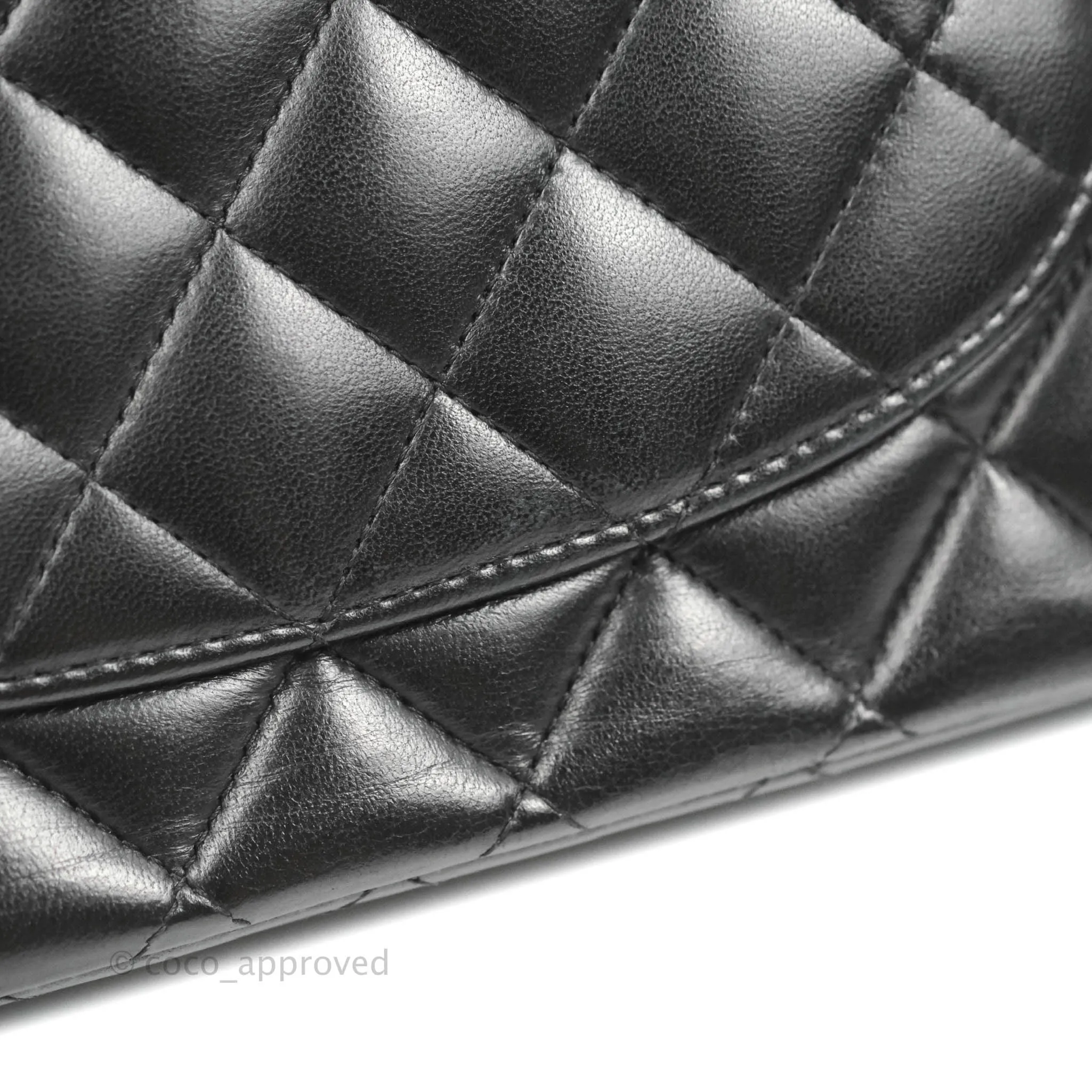 Chanel Classic M/L Medium Flap Quilted Black Lambskin 24K Gold Hardware