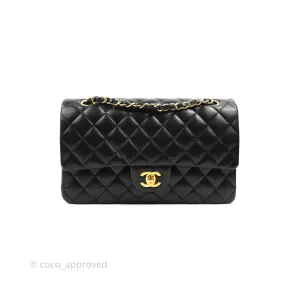 Chanel Classic M/L Medium Flap Quilted Black Lambskin 24K Gold Hardware