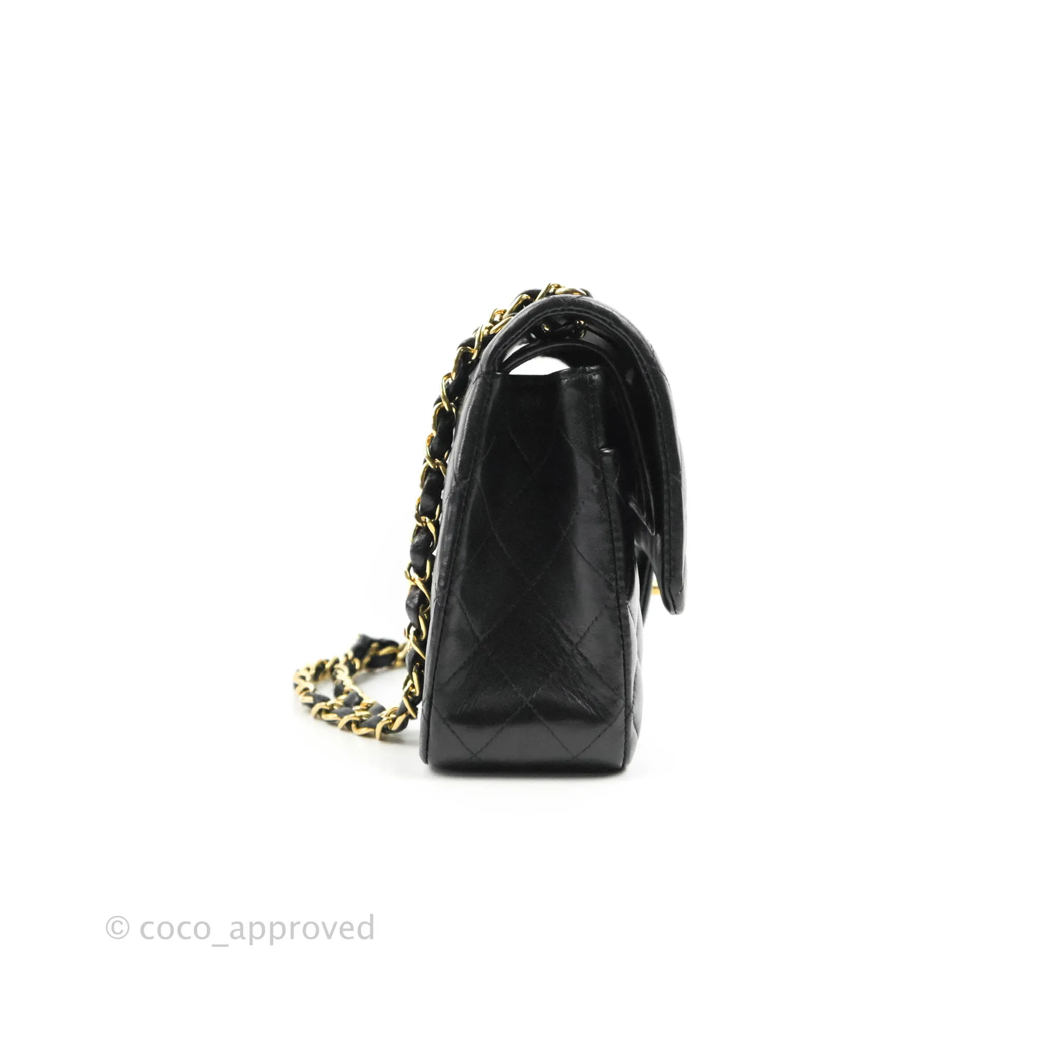 Chanel Classic M/L Medium Flap Quilted Black Lambskin 24K Gold Hardware