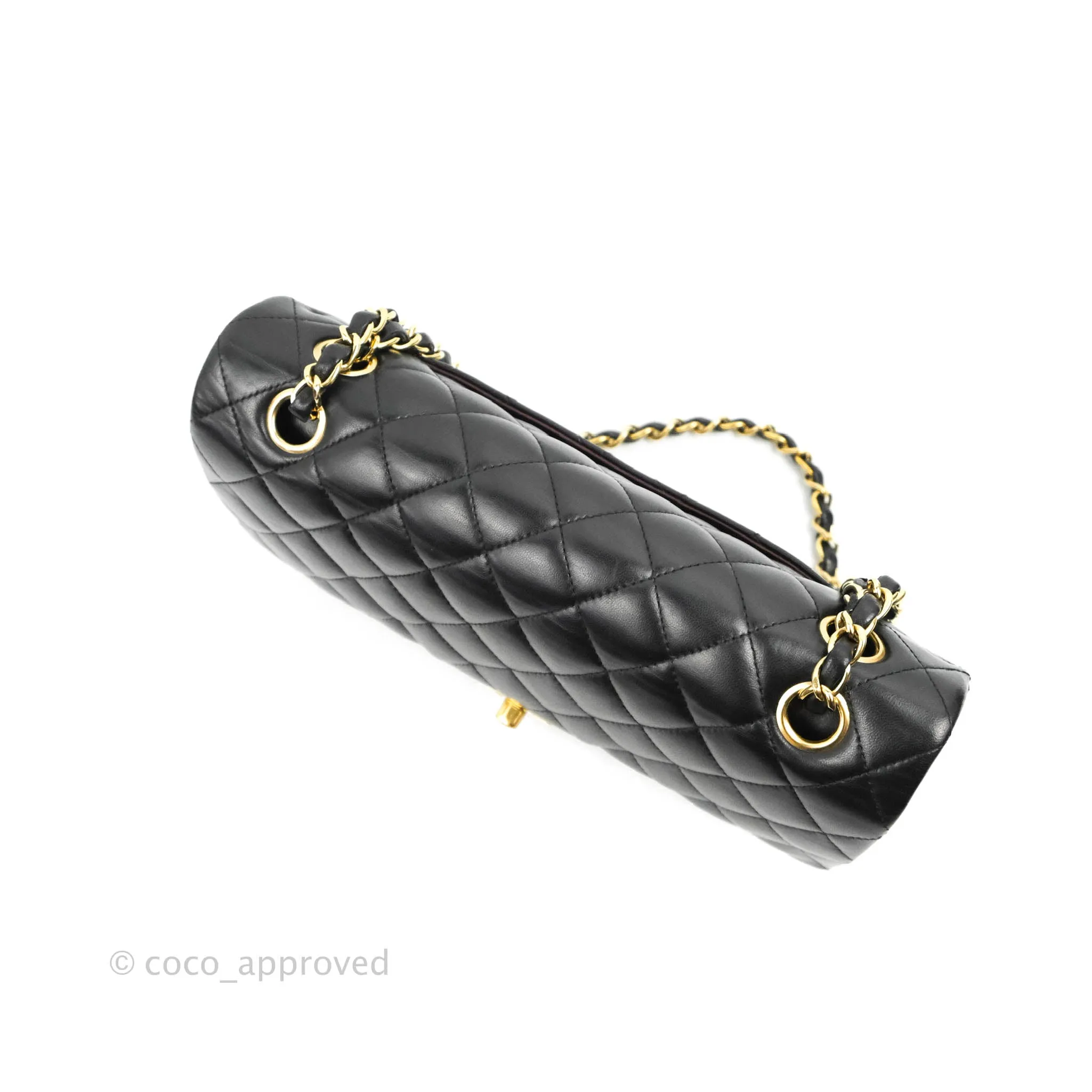Chanel Classic M/L Medium Flap Quilted Black Lambskin 24K Gold Hardware