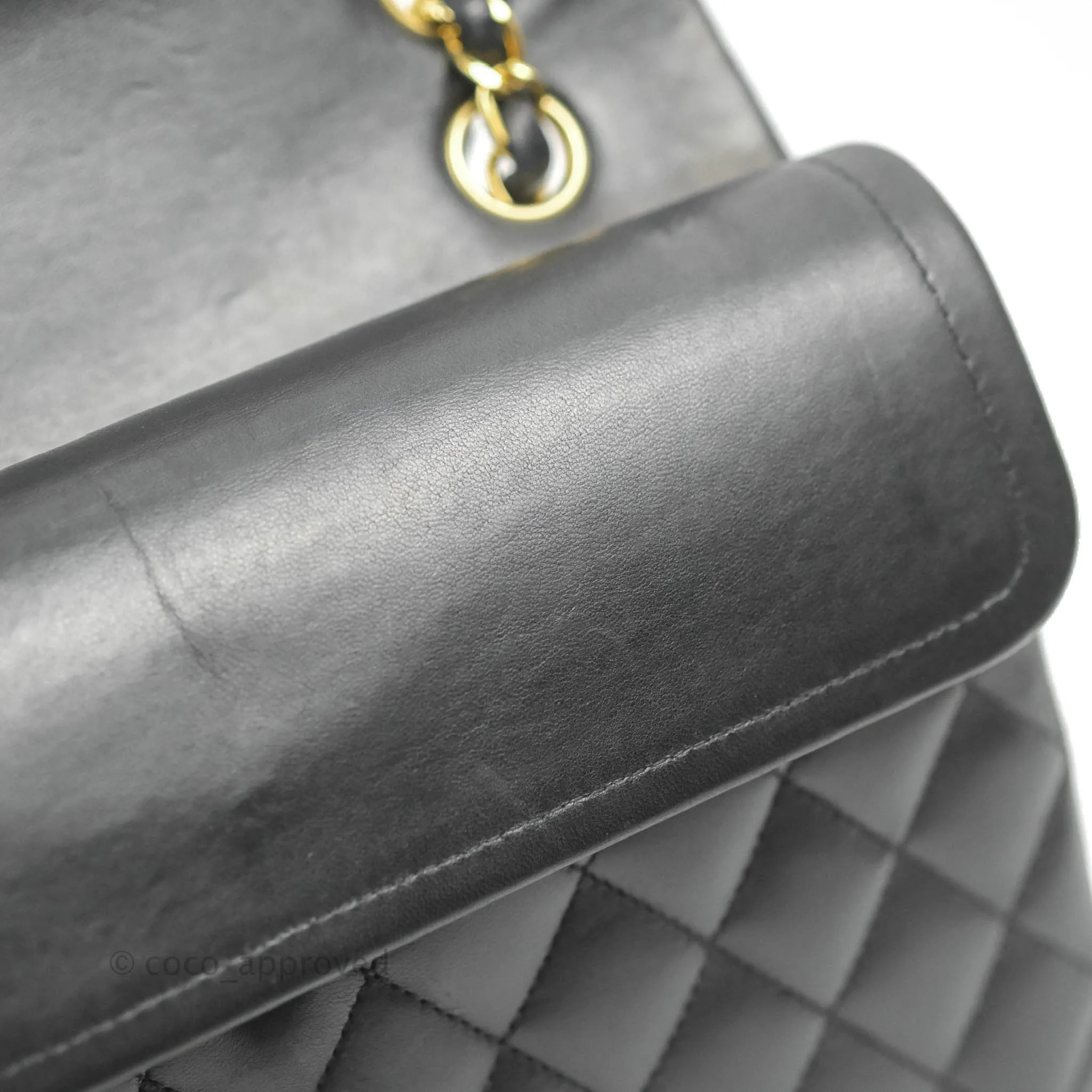 Chanel Classic M/L Medium Flap Quilted Black Lambskin 24K Gold Hardware