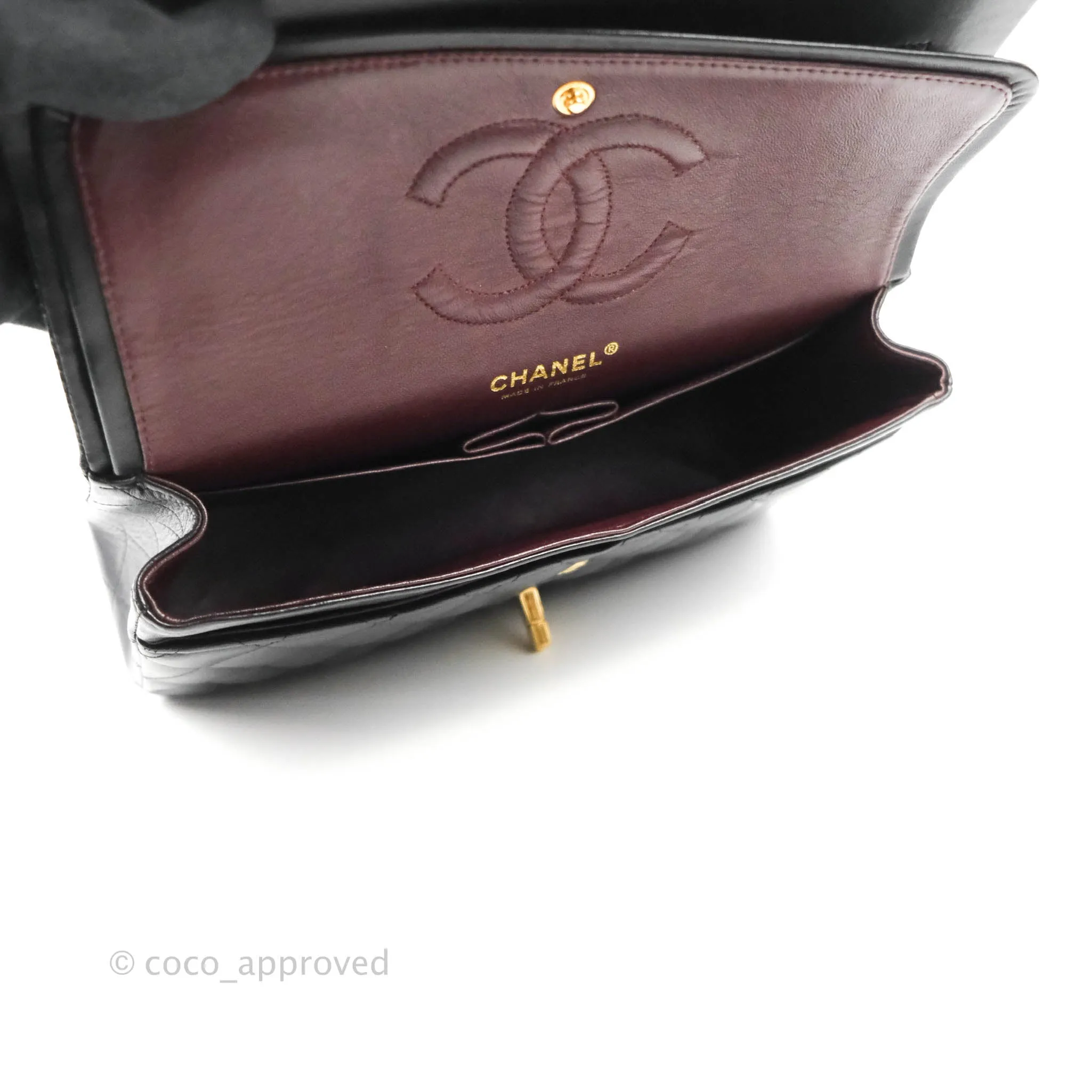 Chanel Classic M/L Medium Flap Quilted Black Lambskin 24K Gold Hardware