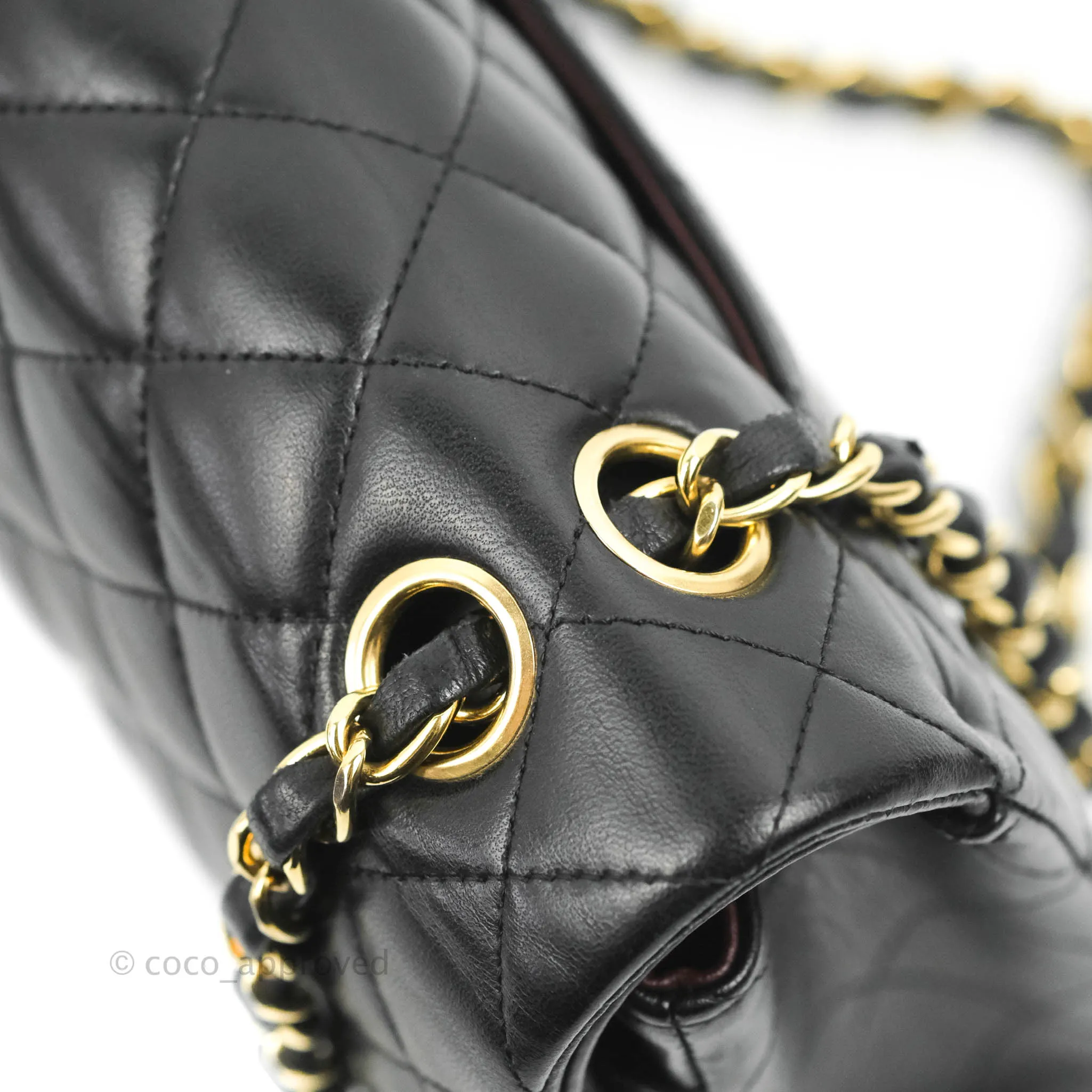 Chanel Classic M/L Medium Flap Quilted Black Lambskin 24K Gold Hardware