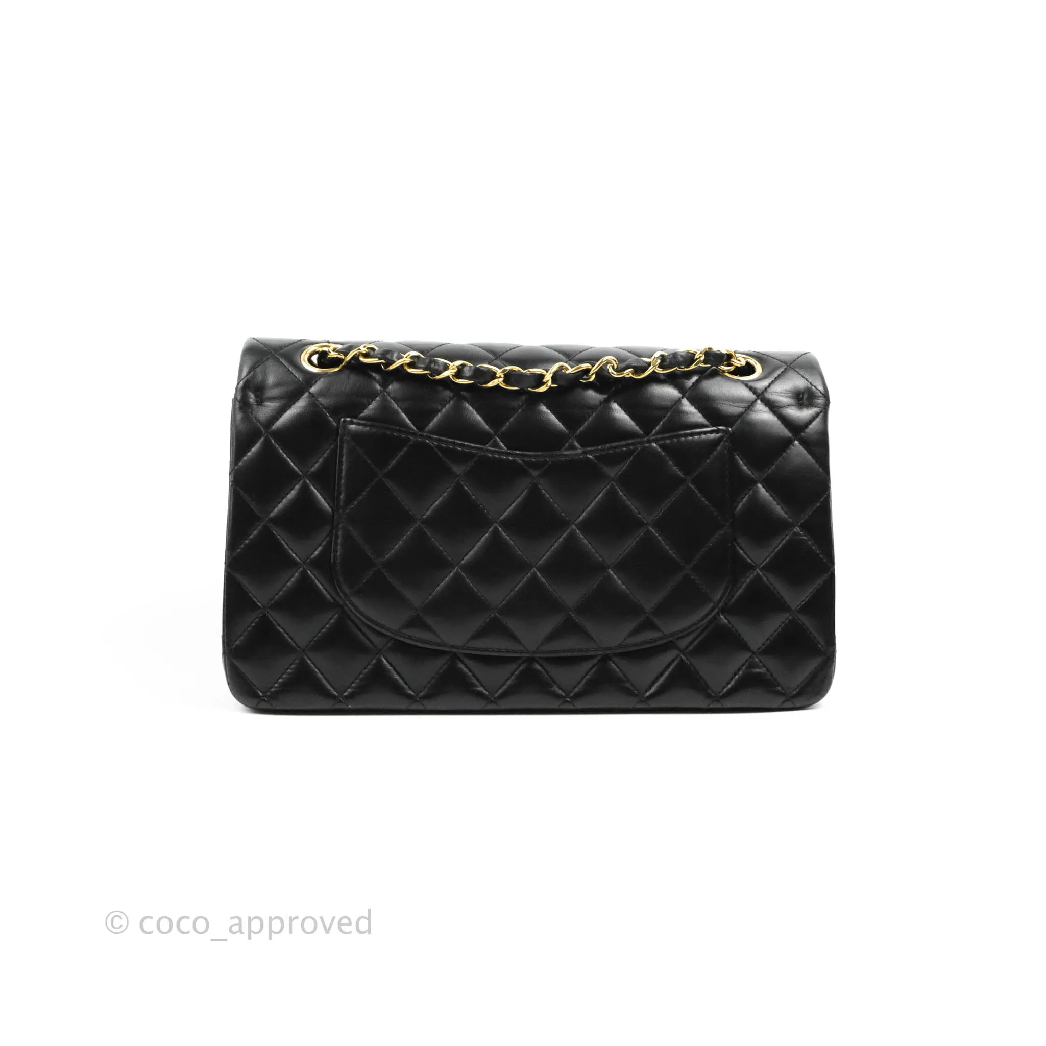 Chanel Classic M/L Medium Flap Quilted Black Lambskin 24K Gold Hardware