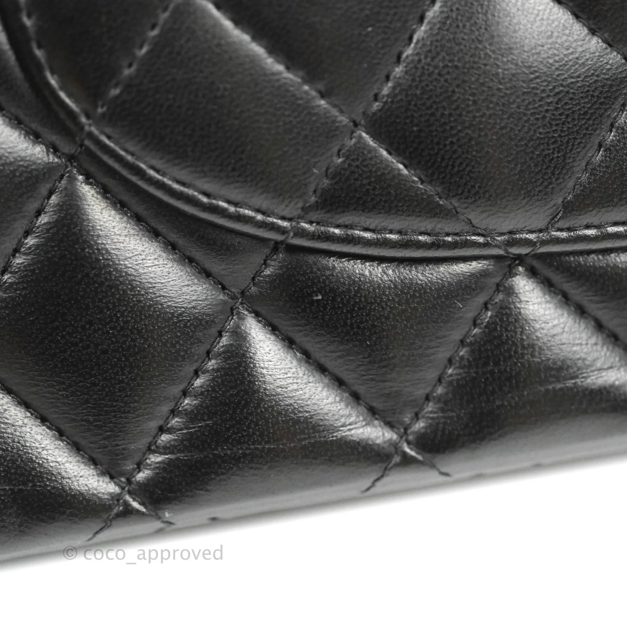Chanel Classic M/L Medium Flap Quilted Black Lambskin 24K Gold Hardware