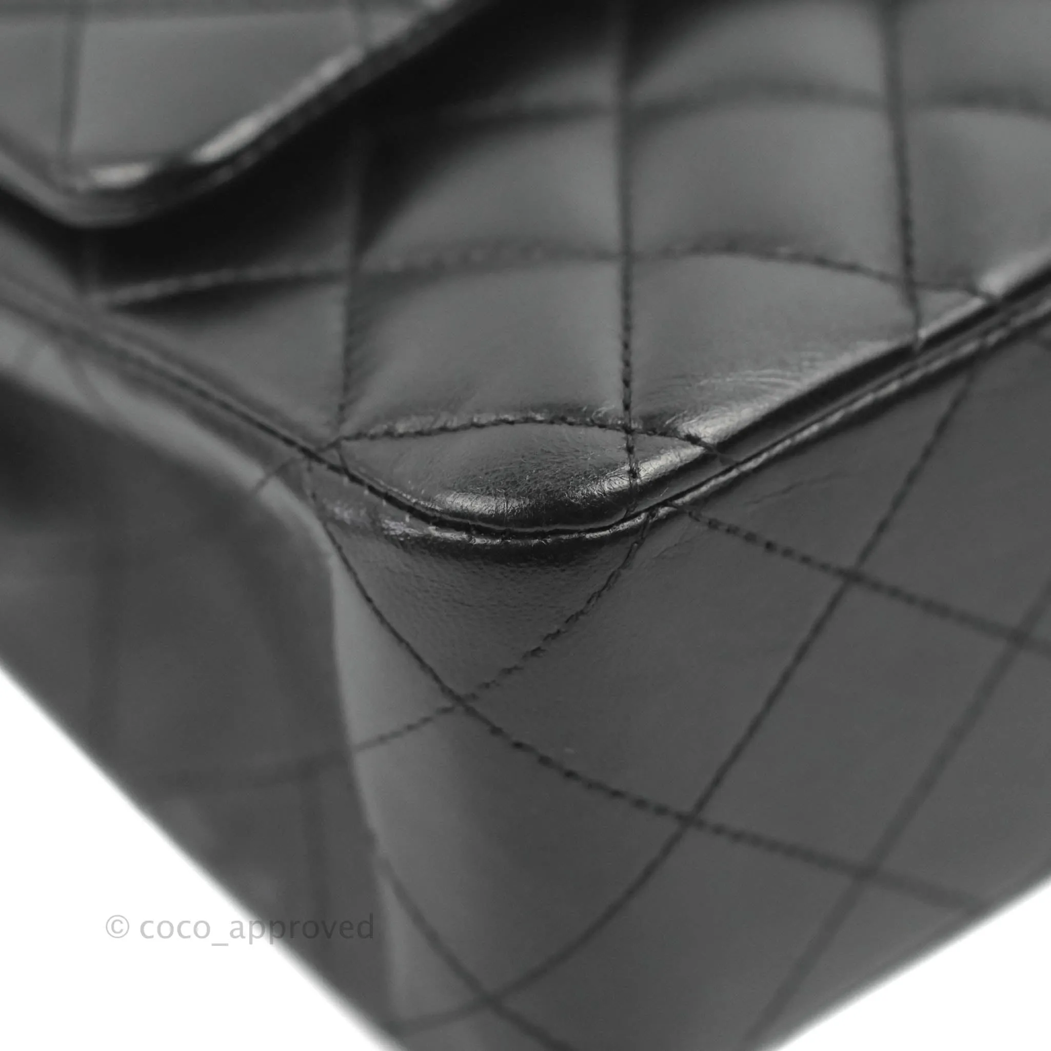 Chanel Classic M/L Medium Flap Quilted Black Lambskin 24K Gold Hardware