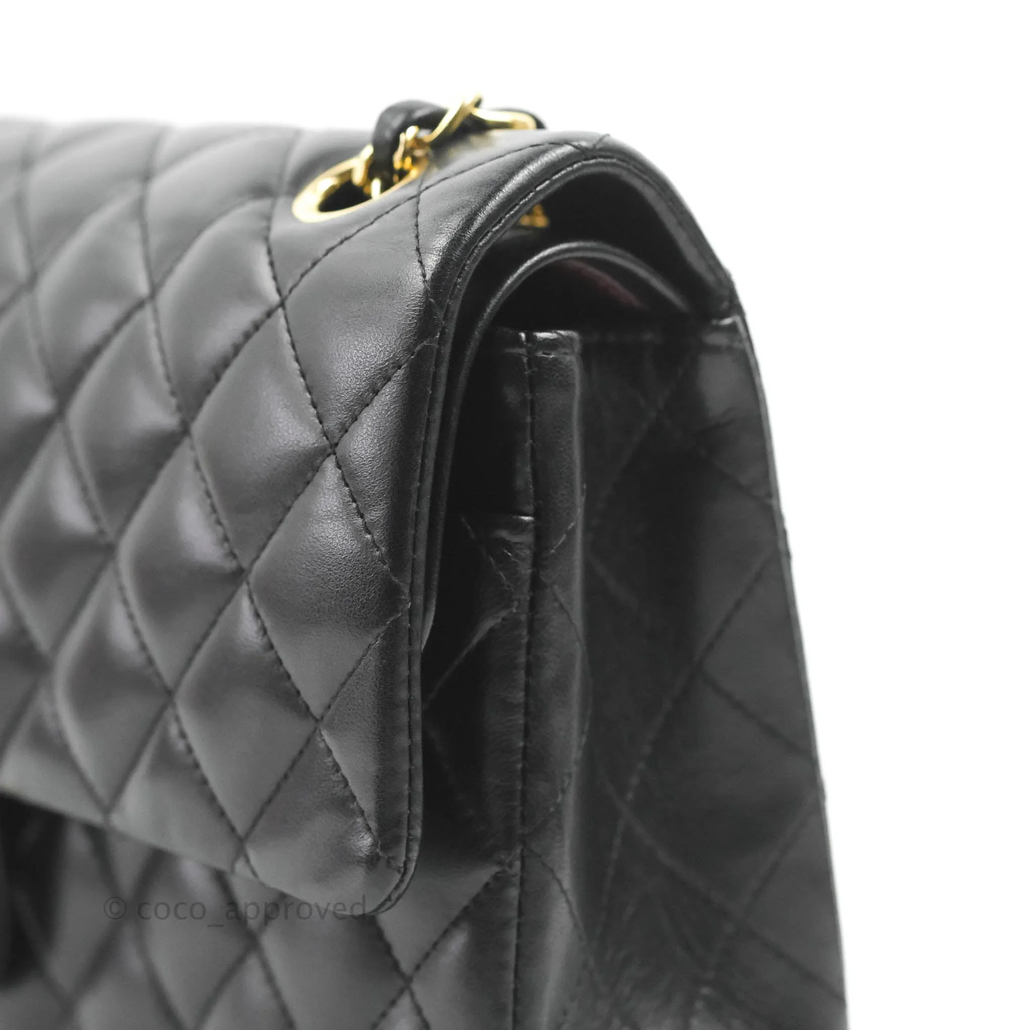 Chanel Classic M/L Medium Flap Quilted Black Lambskin 24K Gold Hardware