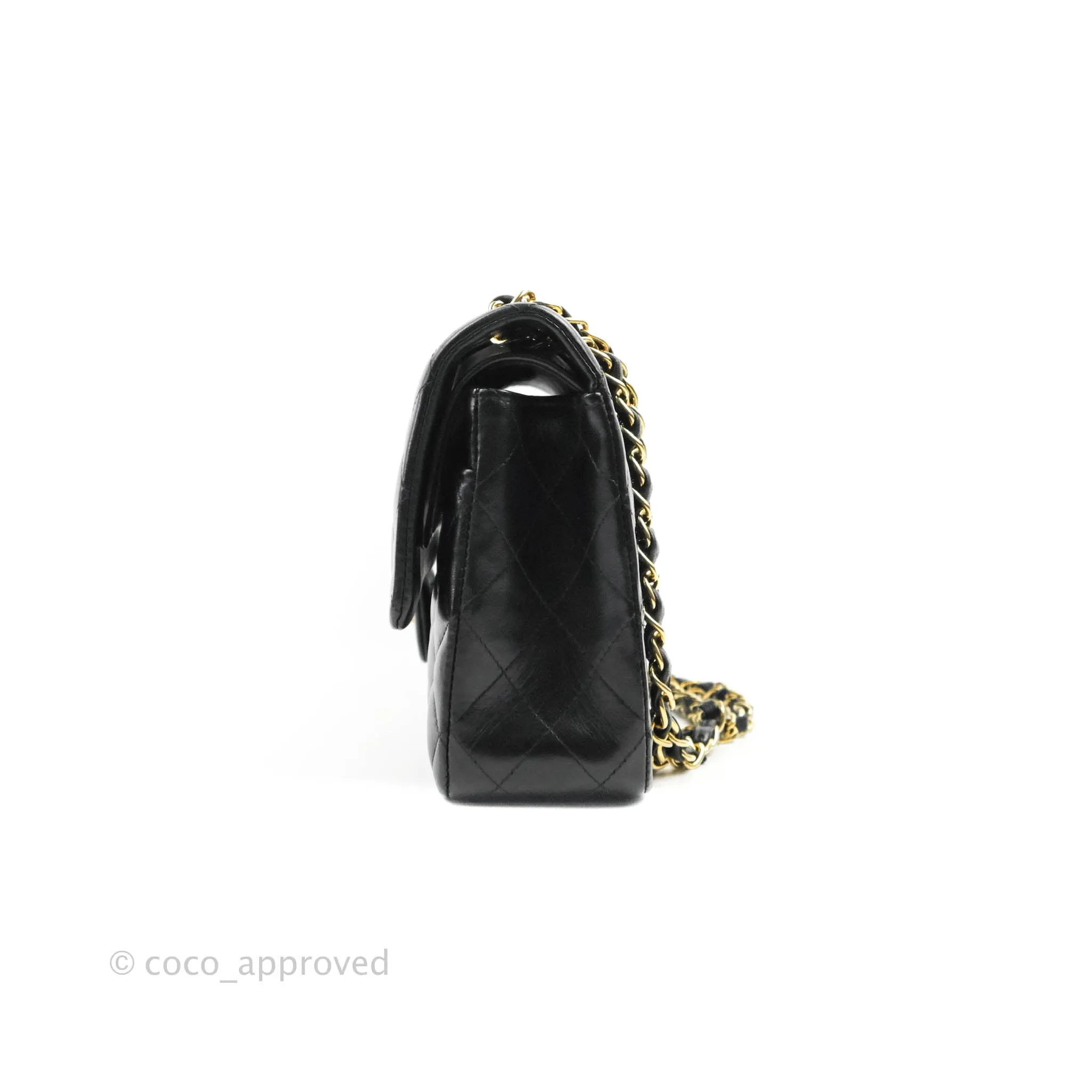 Chanel Classic M/L Medium Flap Quilted Black Lambskin 24K Gold Hardware