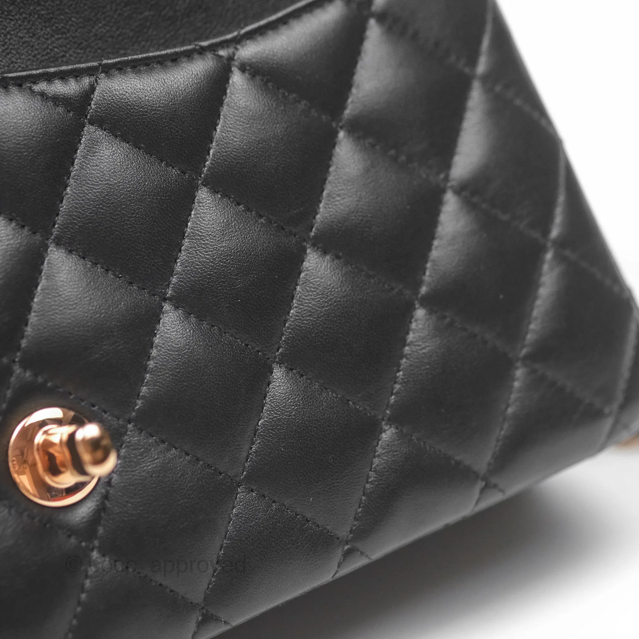 Chanel Classic M/L Medium Flap Quilted Black Lambskin Rose Gold Hardware