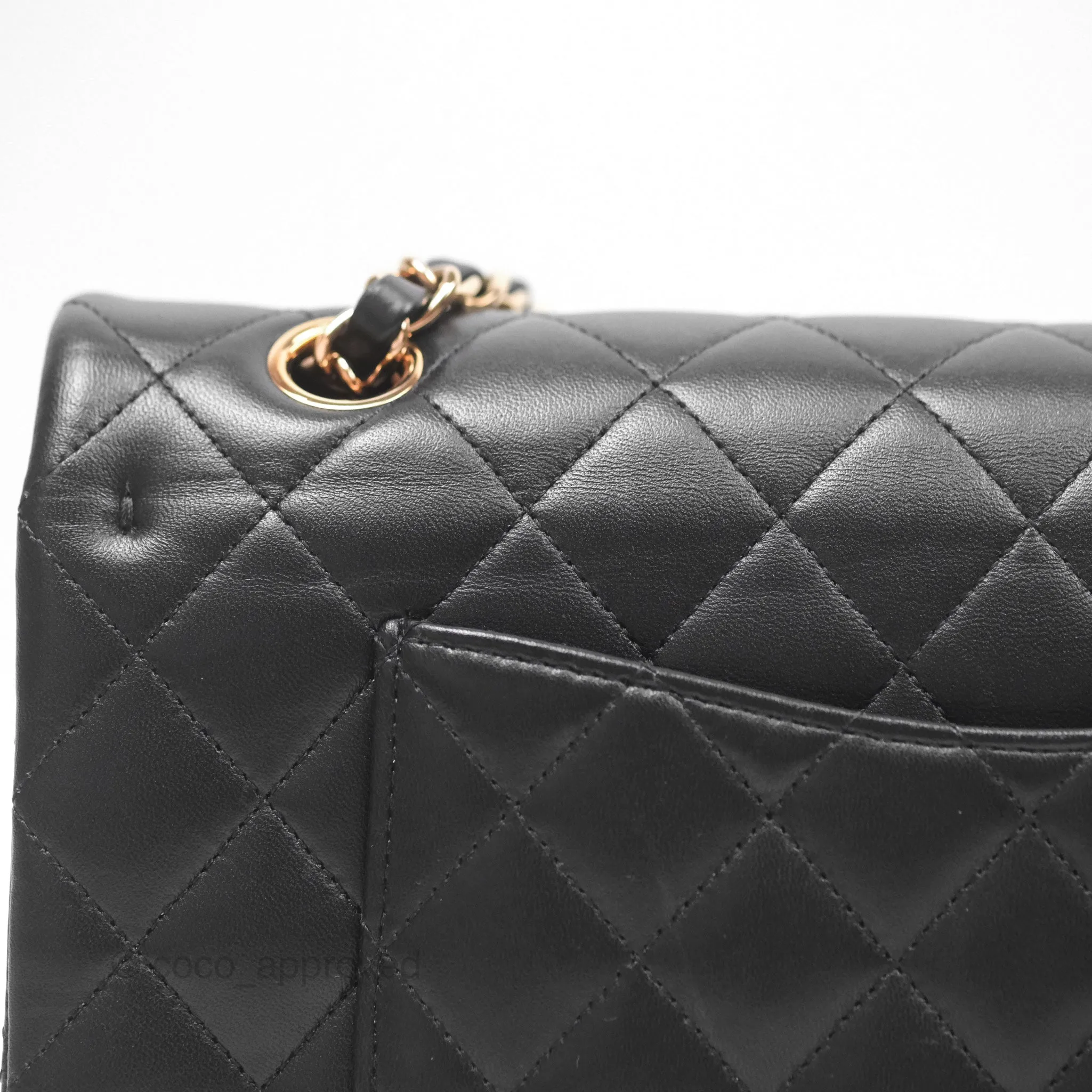 Chanel Classic M/L Medium Flap Quilted Black Lambskin Rose Gold Hardware