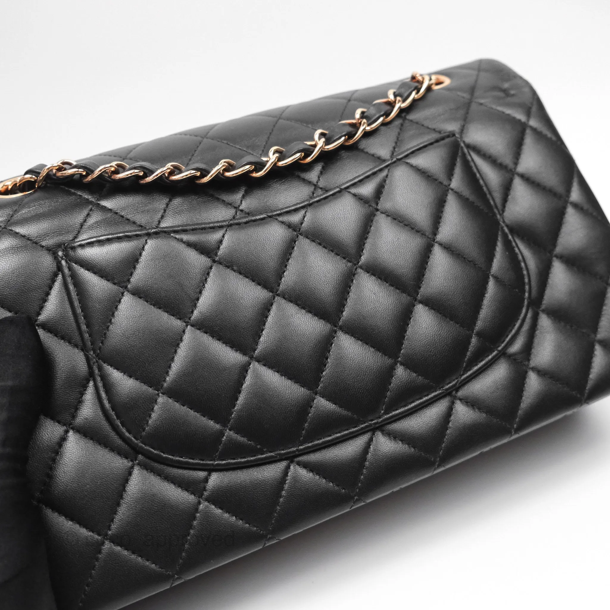 Chanel Classic M/L Medium Flap Quilted Black Lambskin Rose Gold Hardware