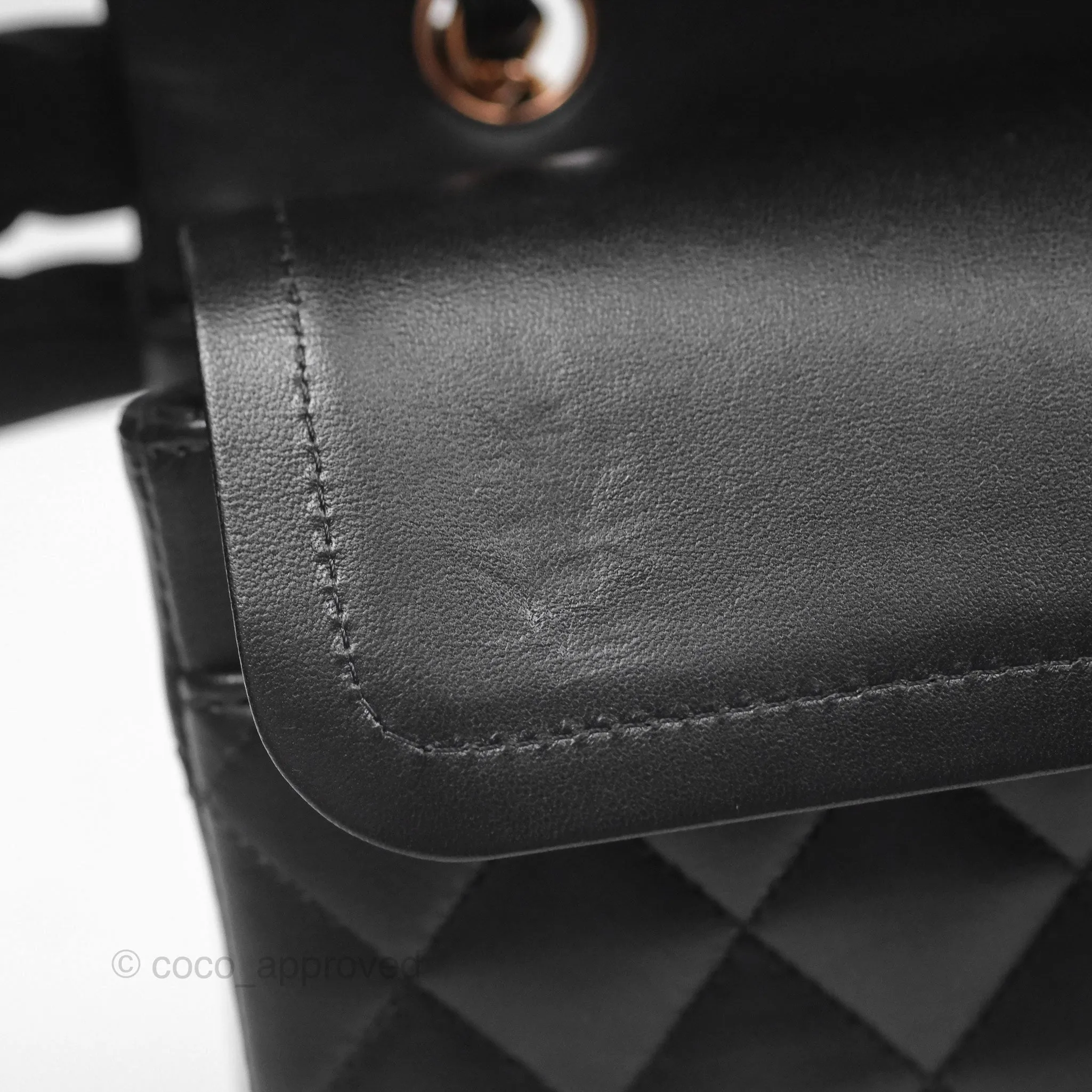 Chanel Classic M/L Medium Flap Quilted Black Lambskin Rose Gold Hardware