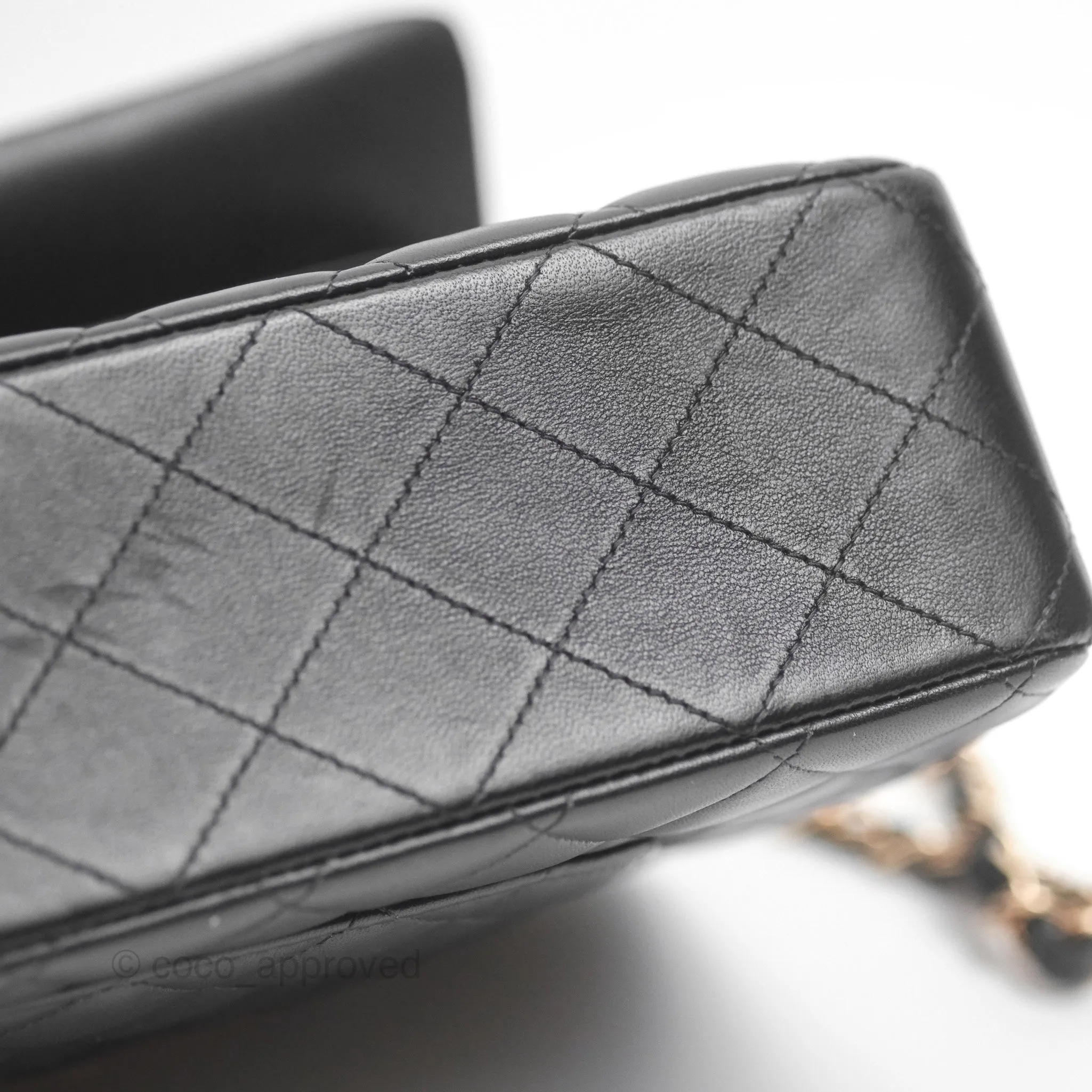 Chanel Classic M/L Medium Flap Quilted Black Lambskin Rose Gold Hardware
