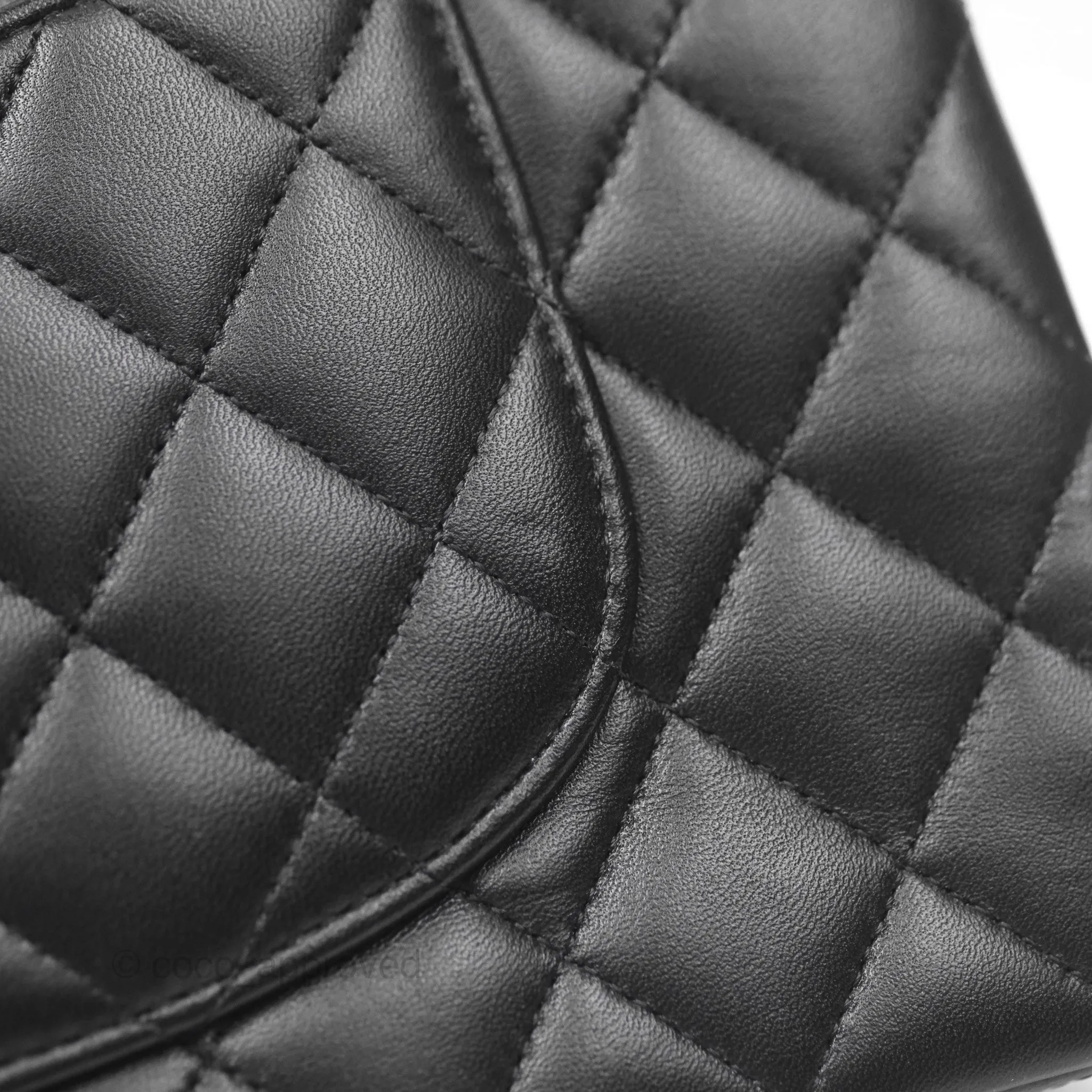 Chanel Classic M/L Medium Flap Quilted Black Lambskin Rose Gold Hardware
