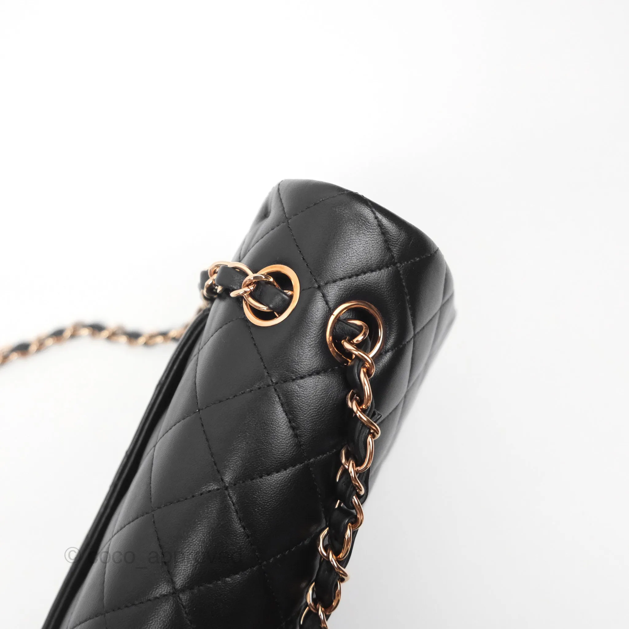 Chanel Classic M/L Medium Flap Quilted Black Lambskin Rose Gold Hardware