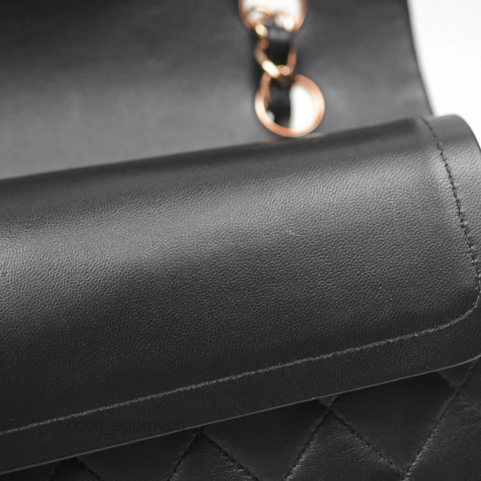 Chanel Classic M/L Medium Flap Quilted Black Lambskin Rose Gold Hardware