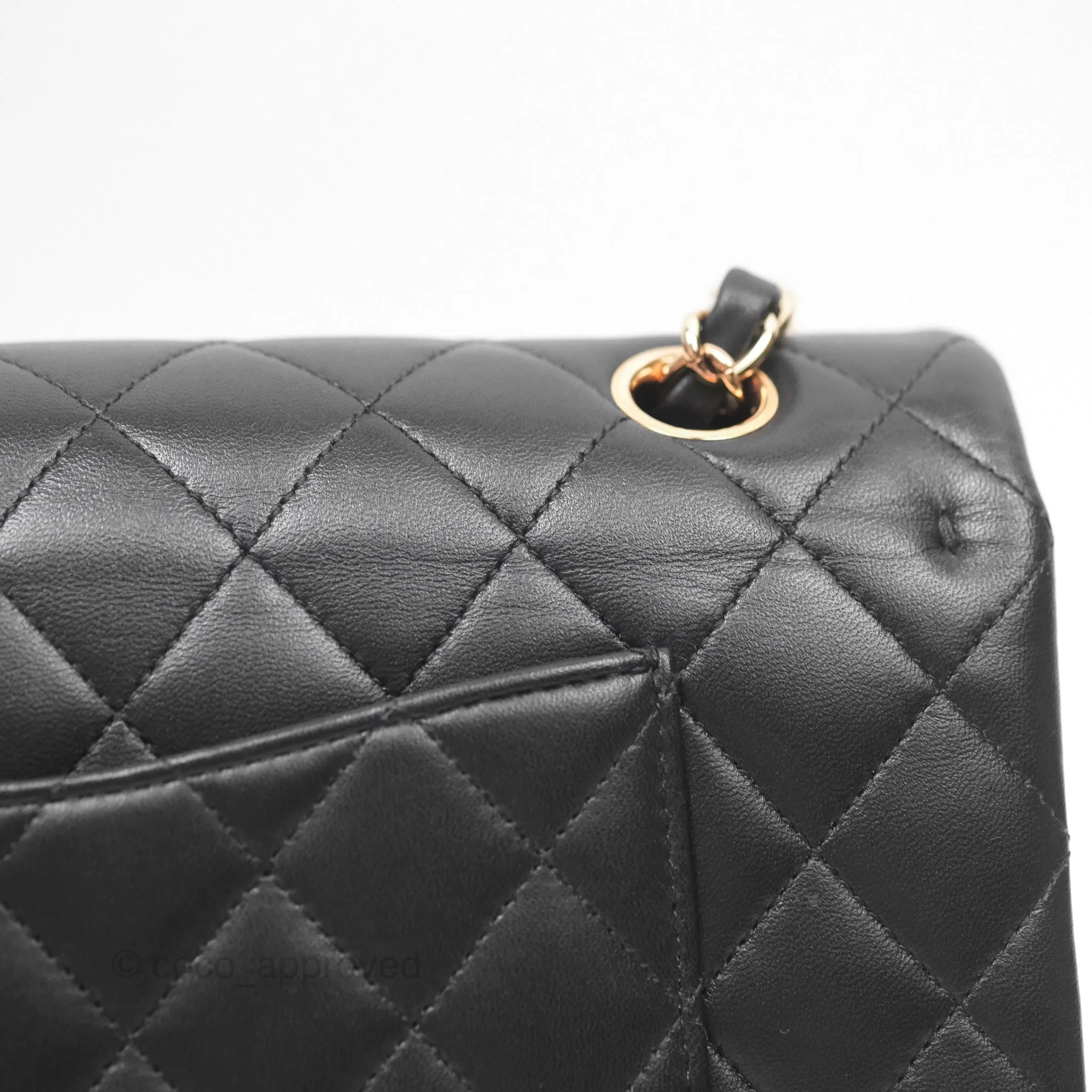 Chanel Classic M/L Medium Flap Quilted Black Lambskin Rose Gold Hardware