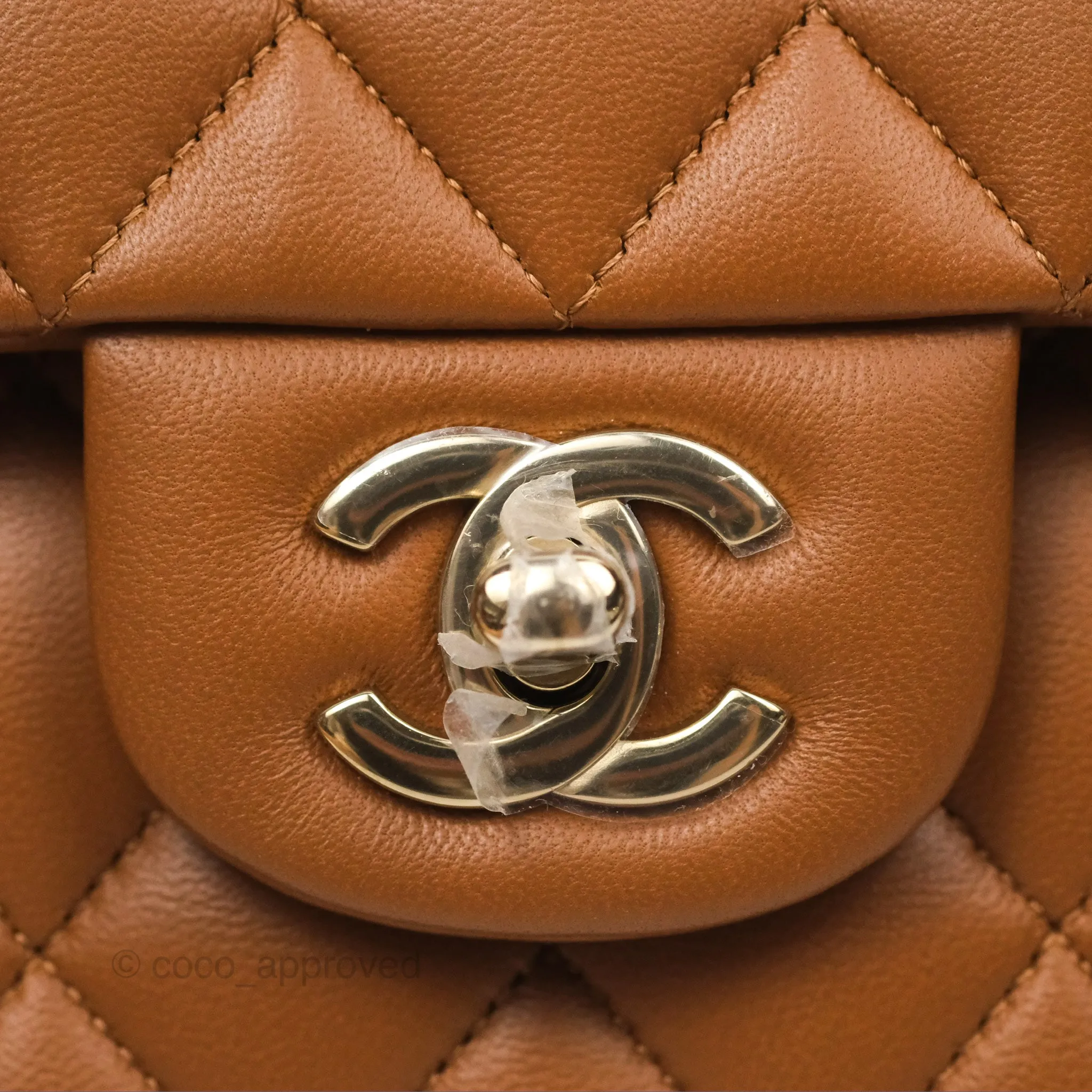 Chanel Classic M/L Medium Flap Quilted Brown Lambskin Gold Hardware
