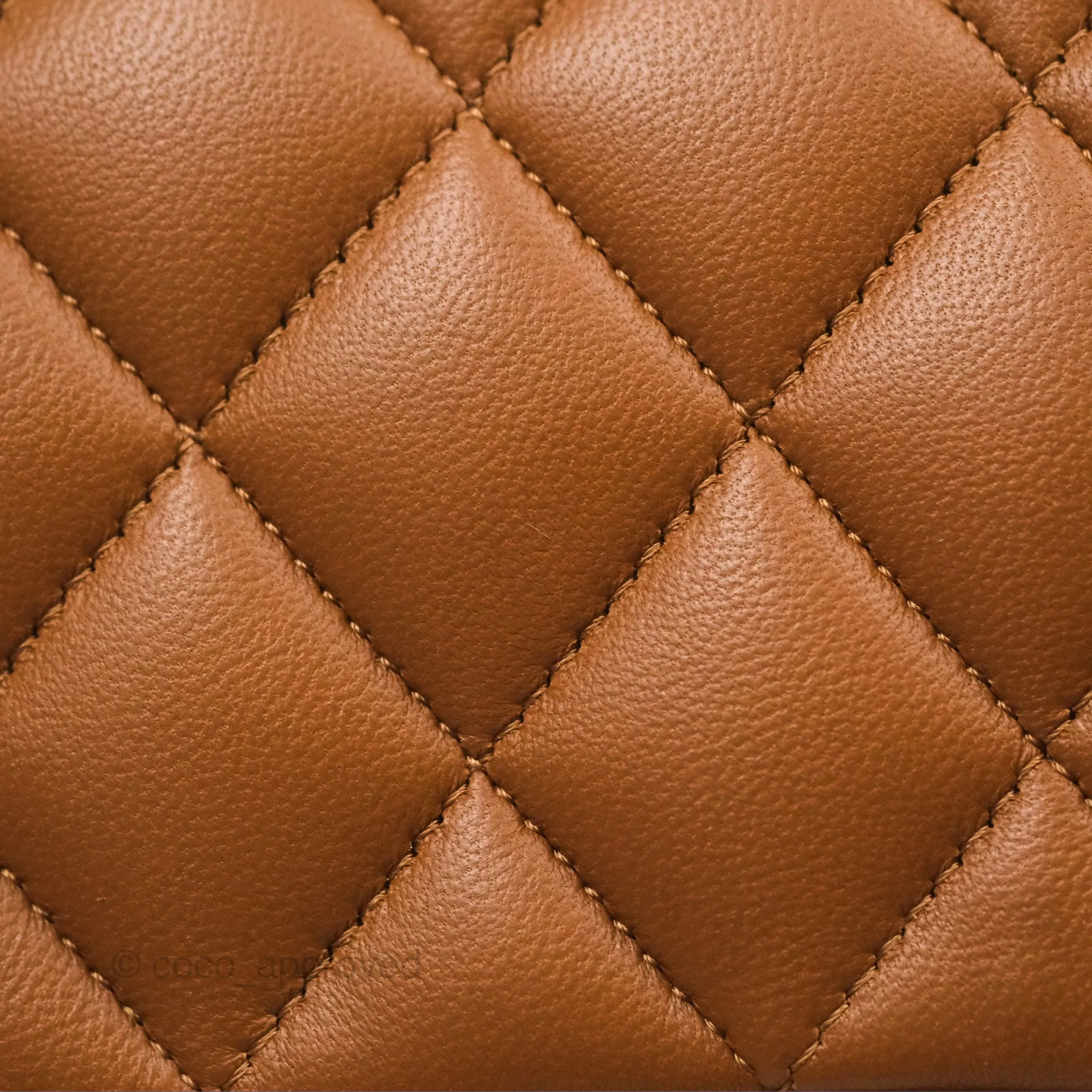 Chanel Classic M/L Medium Flap Quilted Brown Lambskin Gold Hardware