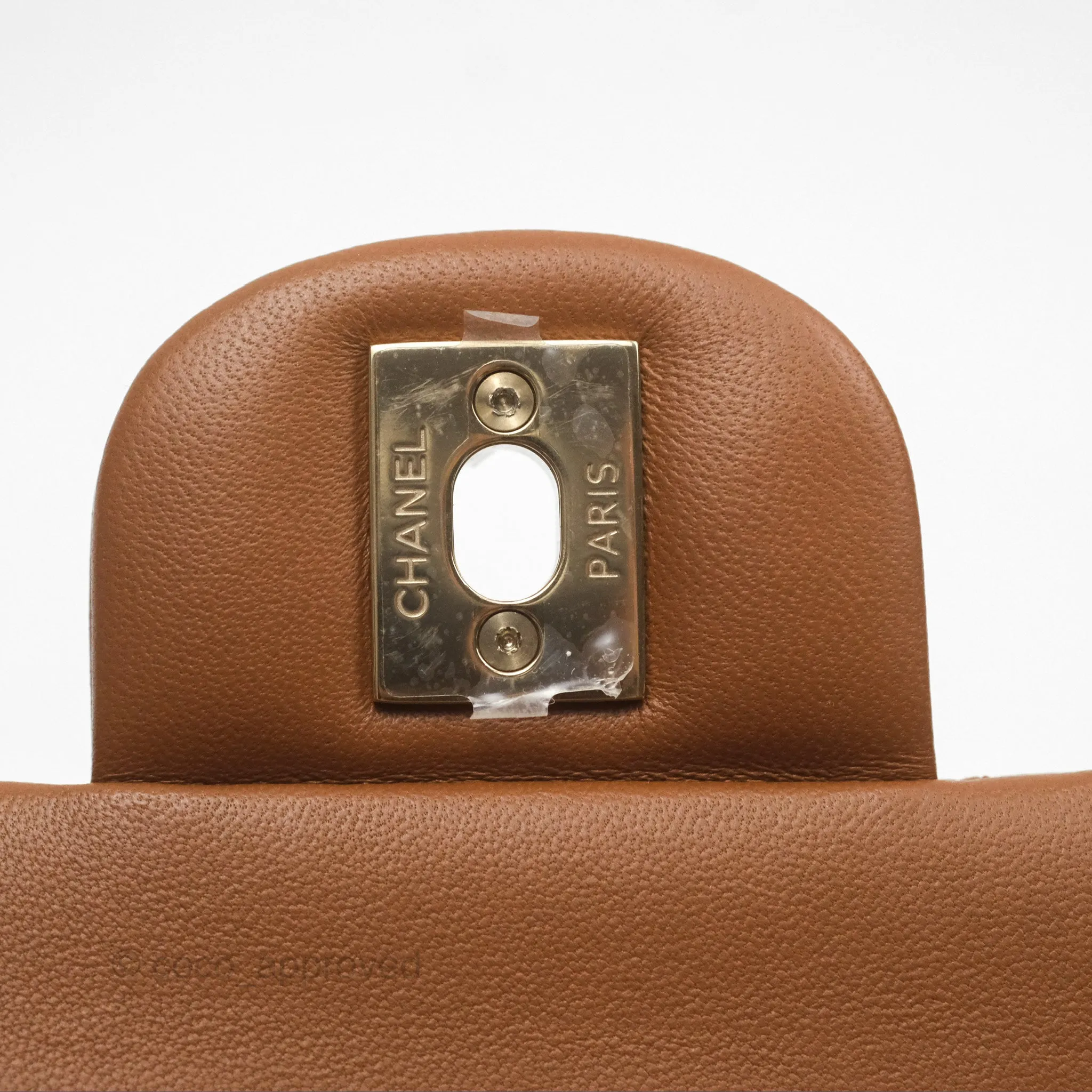 Chanel Classic M/L Medium Flap Quilted Brown Lambskin Gold Hardware