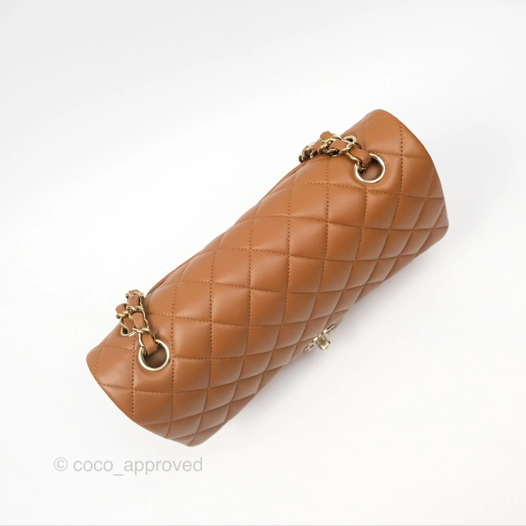 Chanel Classic M/L Medium Flap Quilted Brown Lambskin Gold Hardware