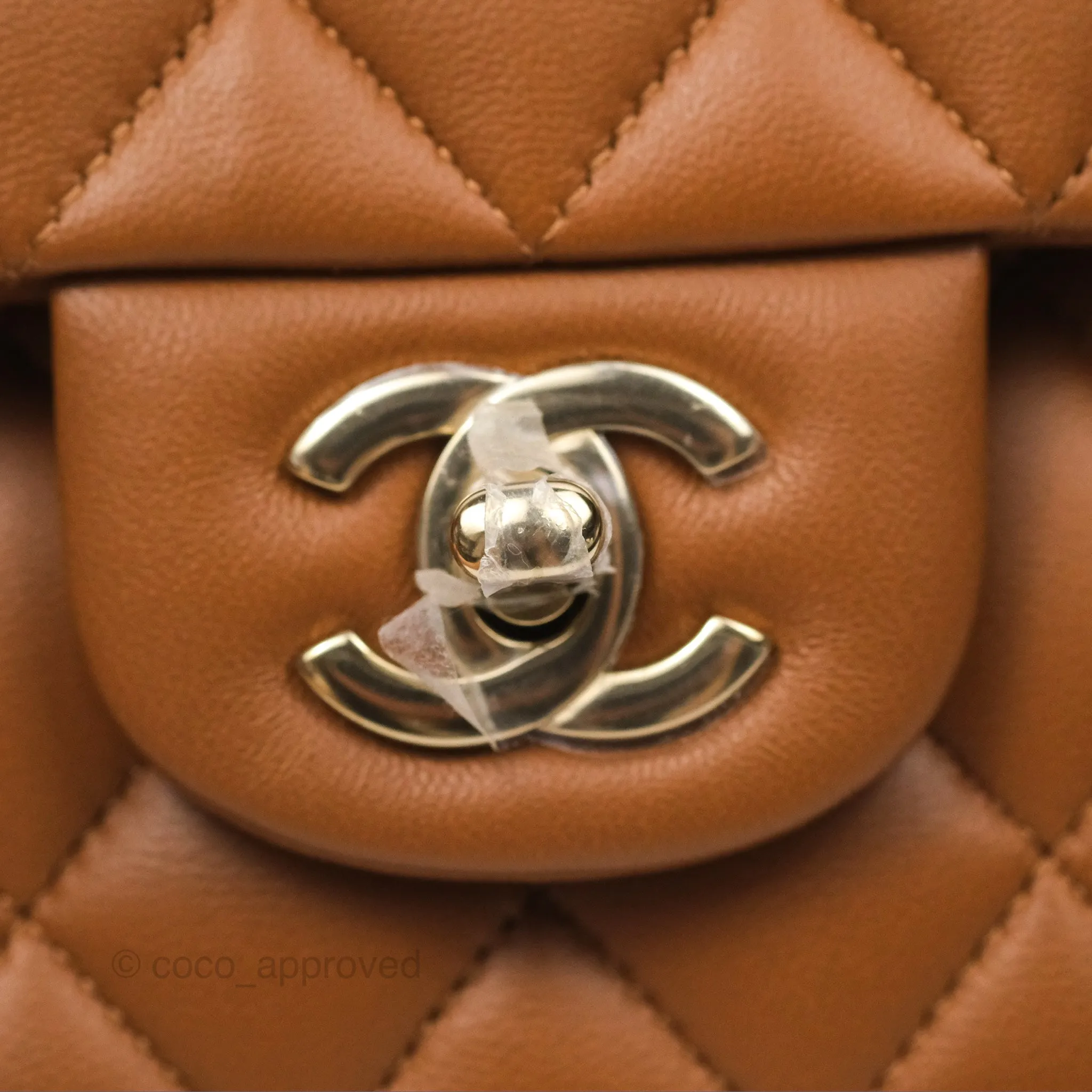 Chanel Classic M/L Medium Flap Quilted Brown Lambskin Gold Hardware