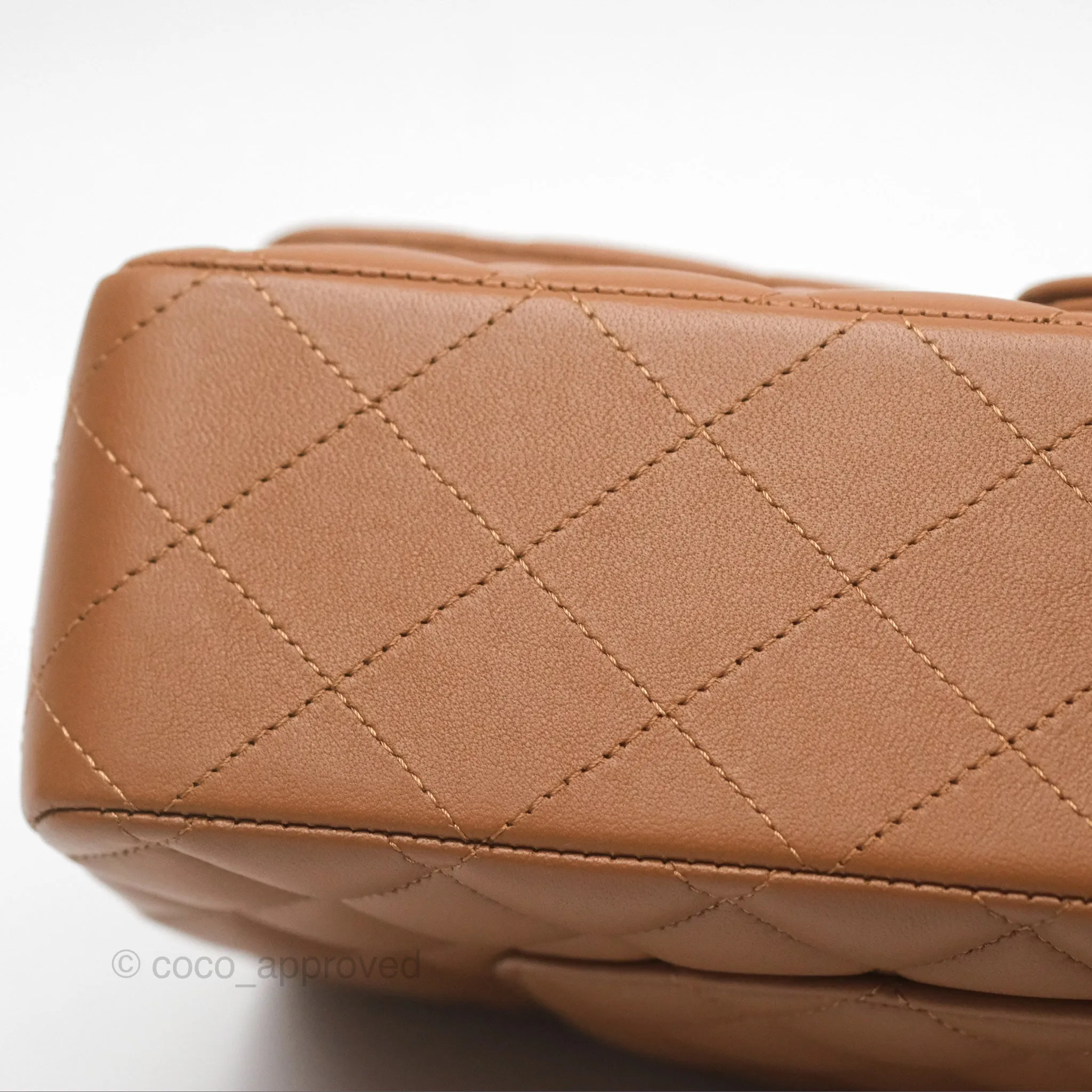 Chanel Classic M/L Medium Flap Quilted Brown Lambskin Gold Hardware