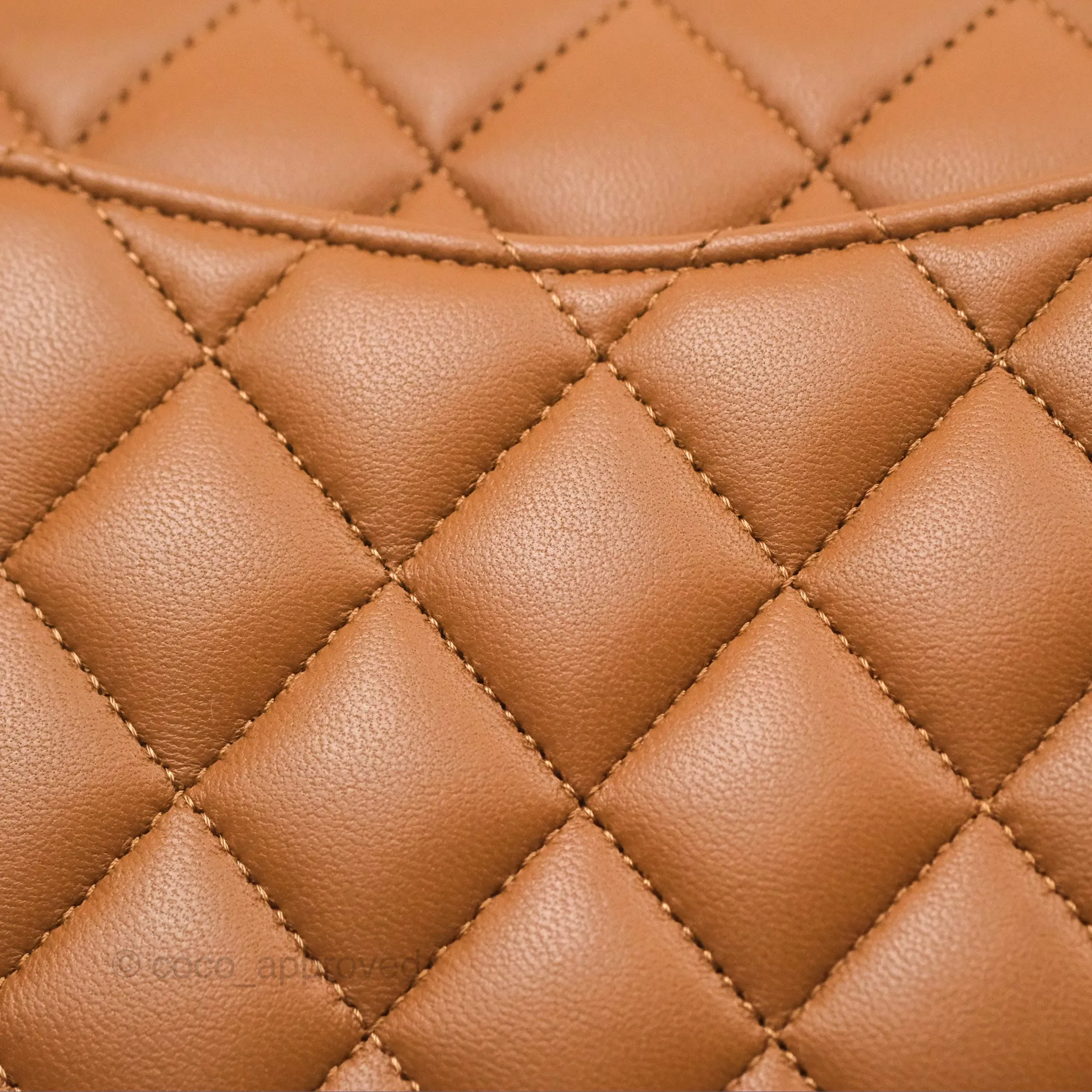Chanel Classic M/L Medium Flap Quilted Brown Lambskin Gold Hardware