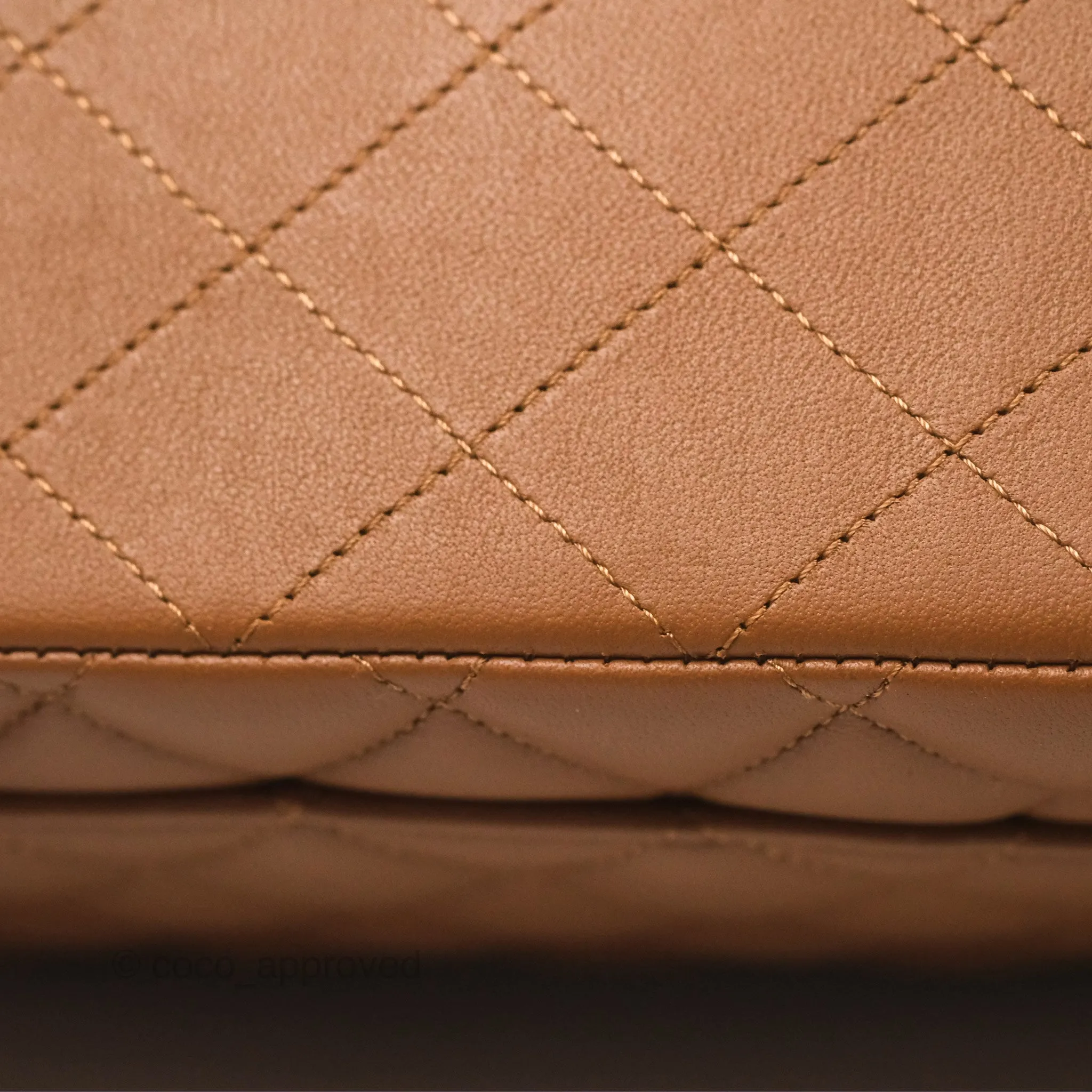 Chanel Classic M/L Medium Flap Quilted Brown Lambskin Gold Hardware