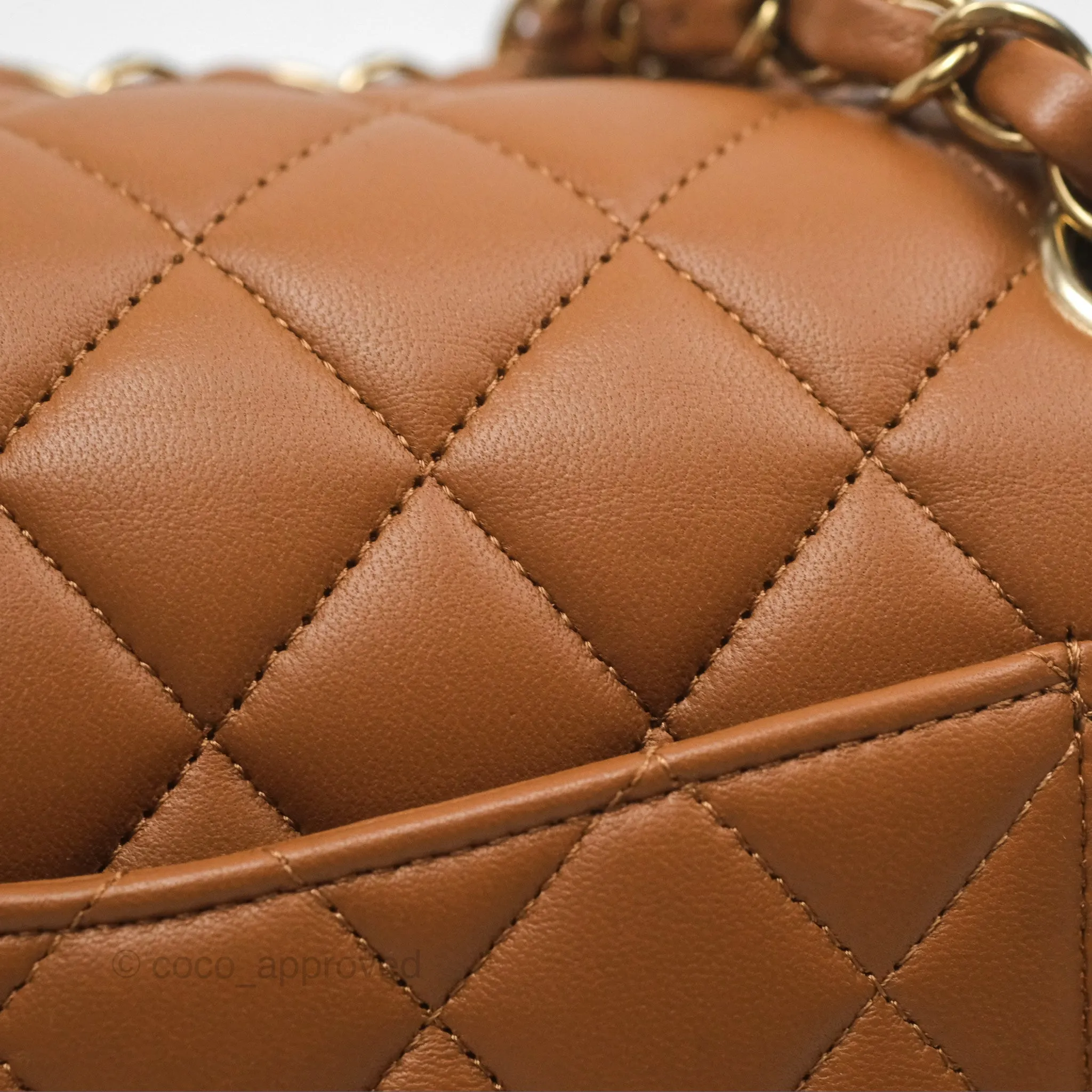 Chanel Classic M/L Medium Flap Quilted Brown Lambskin Gold Hardware