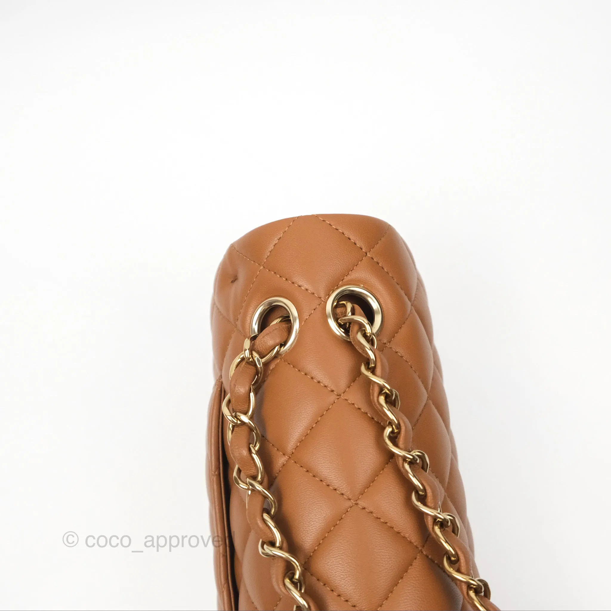 Chanel Classic M/L Medium Flap Quilted Brown Lambskin Gold Hardware