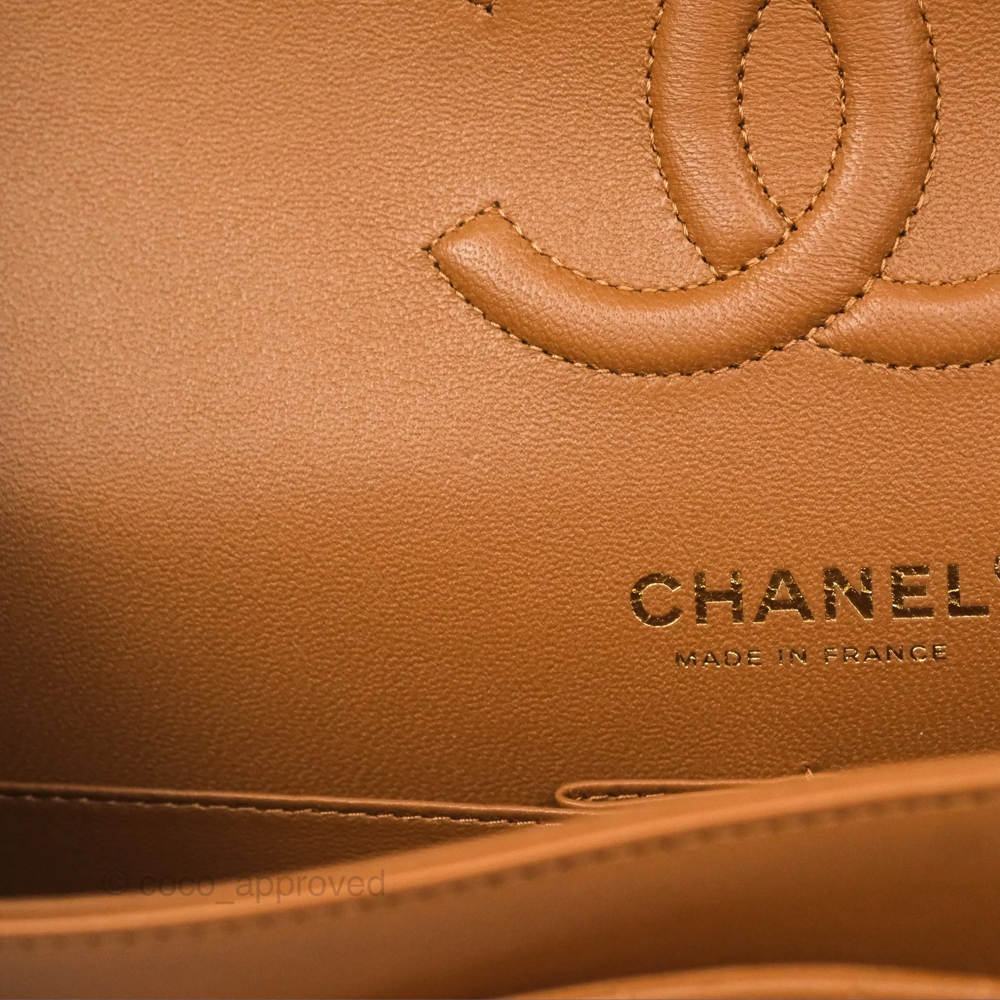 Chanel Classic M/L Medium Flap Quilted Brown Lambskin Gold Hardware