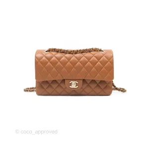 Chanel Classic M/L Medium Flap Quilted Brown Lambskin Gold Hardware