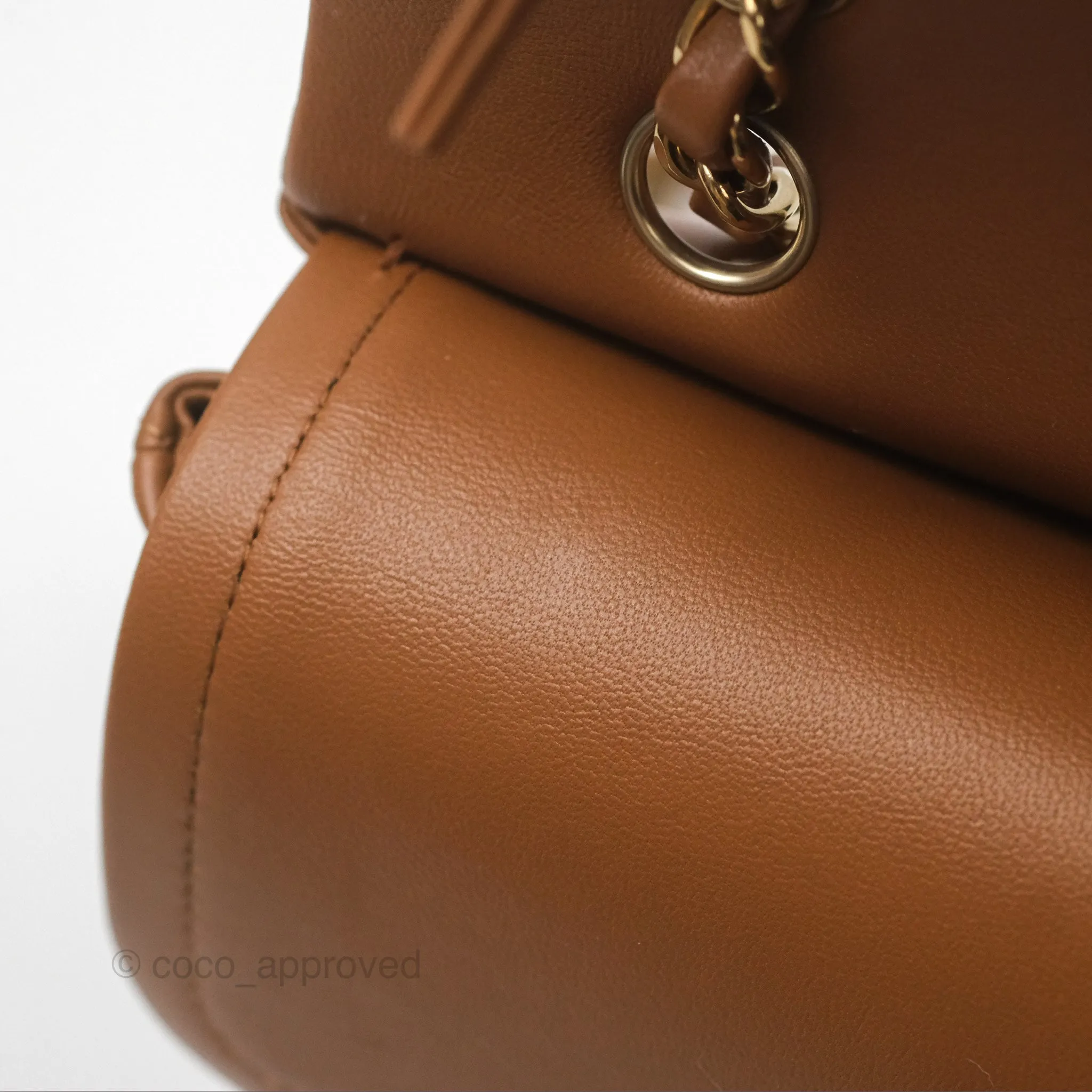 Chanel Classic M/L Medium Flap Quilted Brown Lambskin Gold Hardware