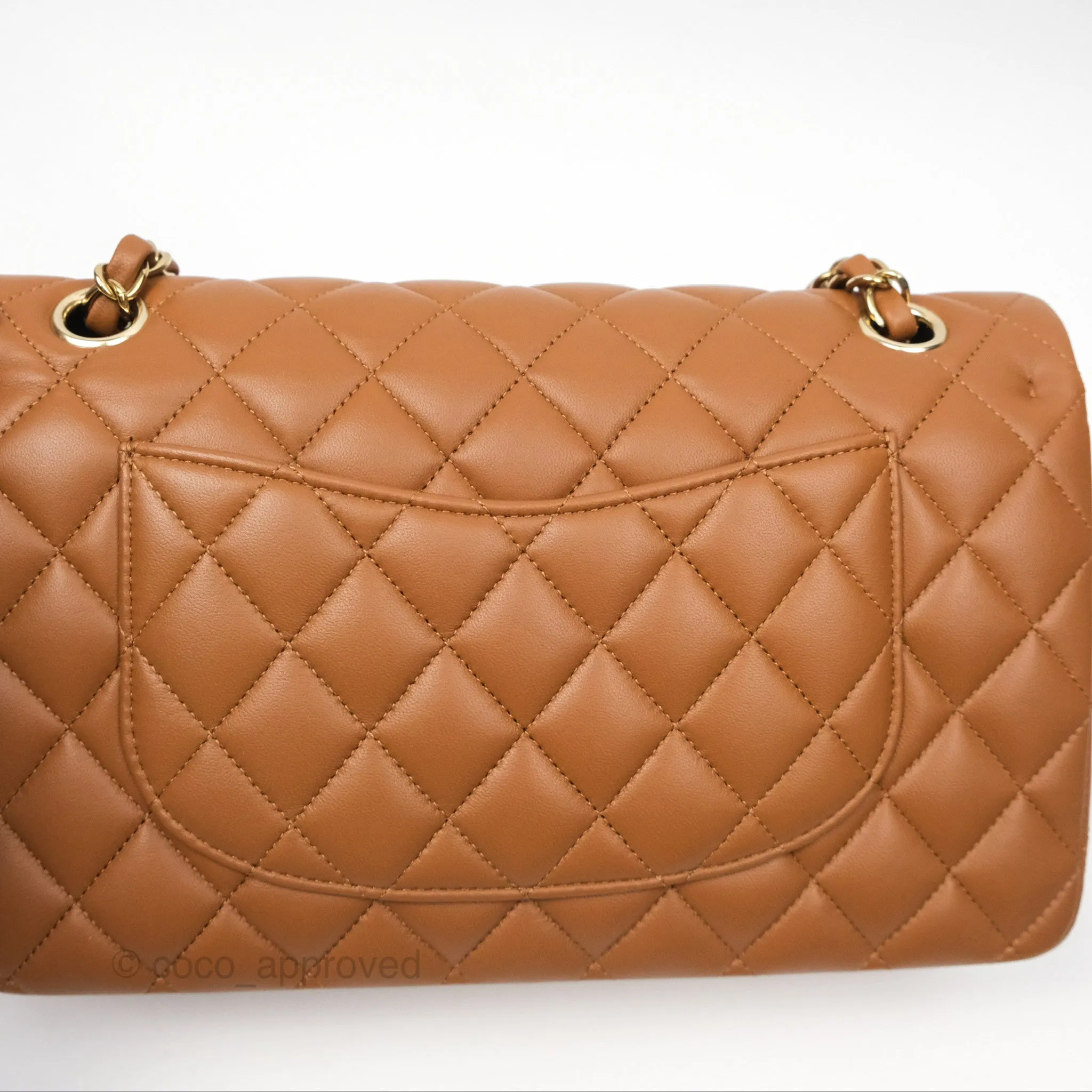 Chanel Classic M/L Medium Flap Quilted Brown Lambskin Gold Hardware