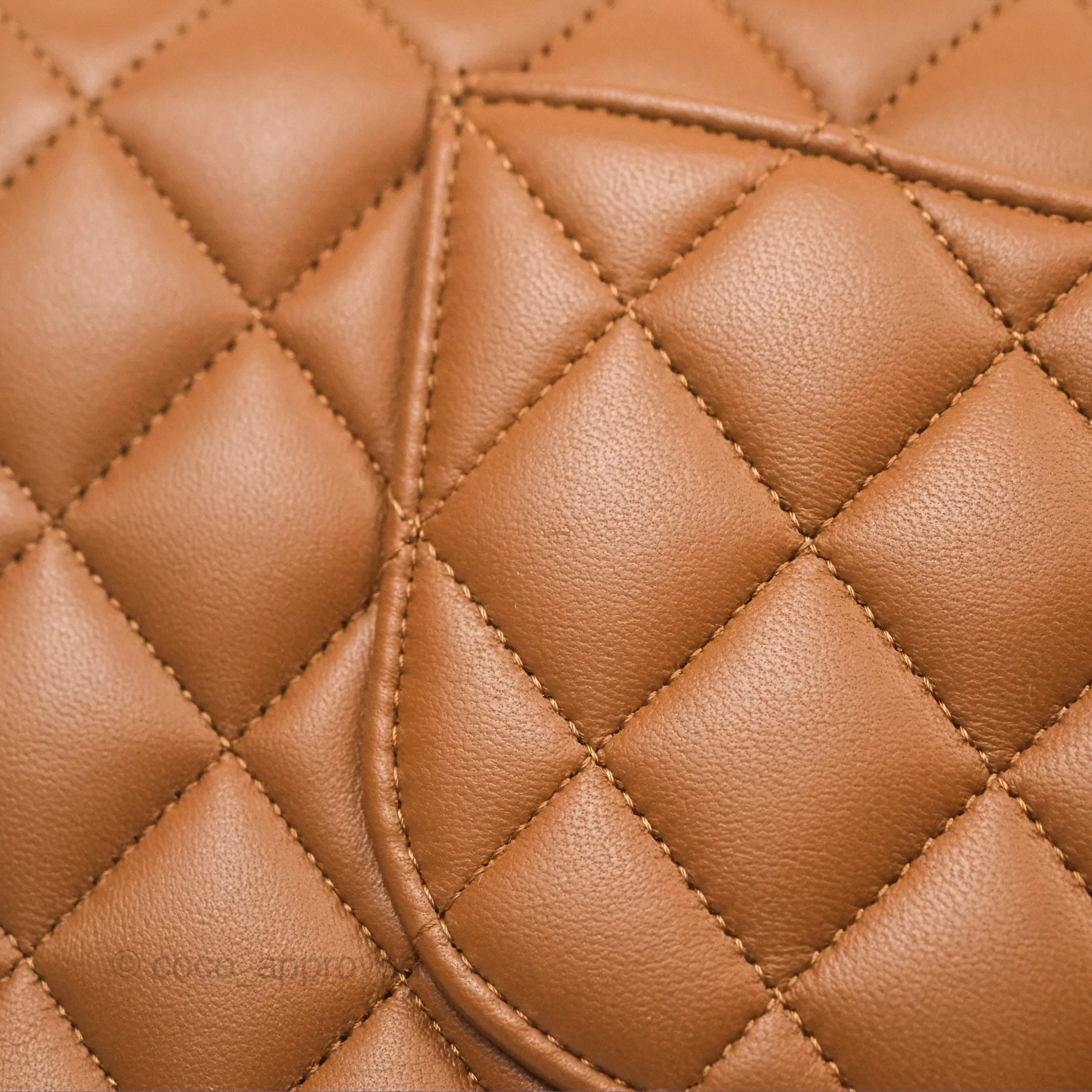Chanel Classic M/L Medium Flap Quilted Brown Lambskin Gold Hardware