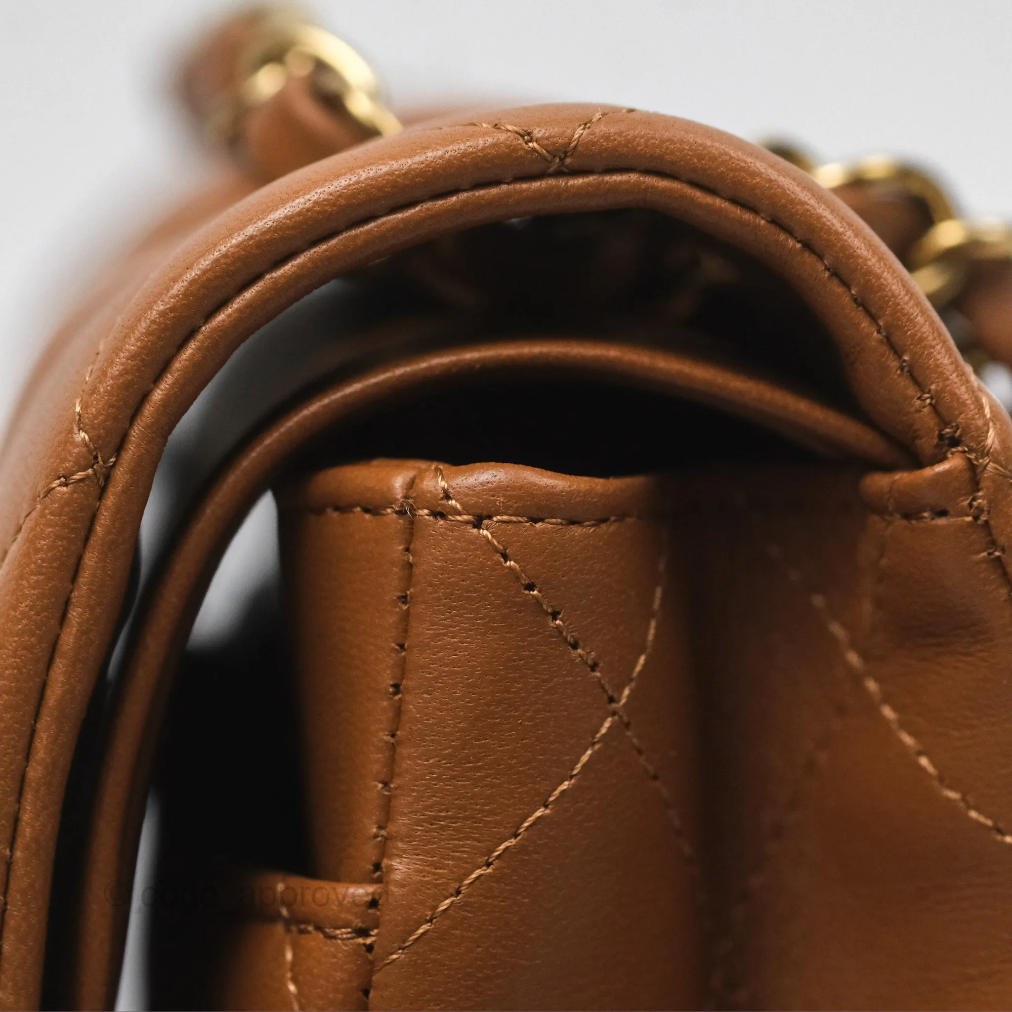 Chanel Classic M/L Medium Flap Quilted Brown Lambskin Gold Hardware