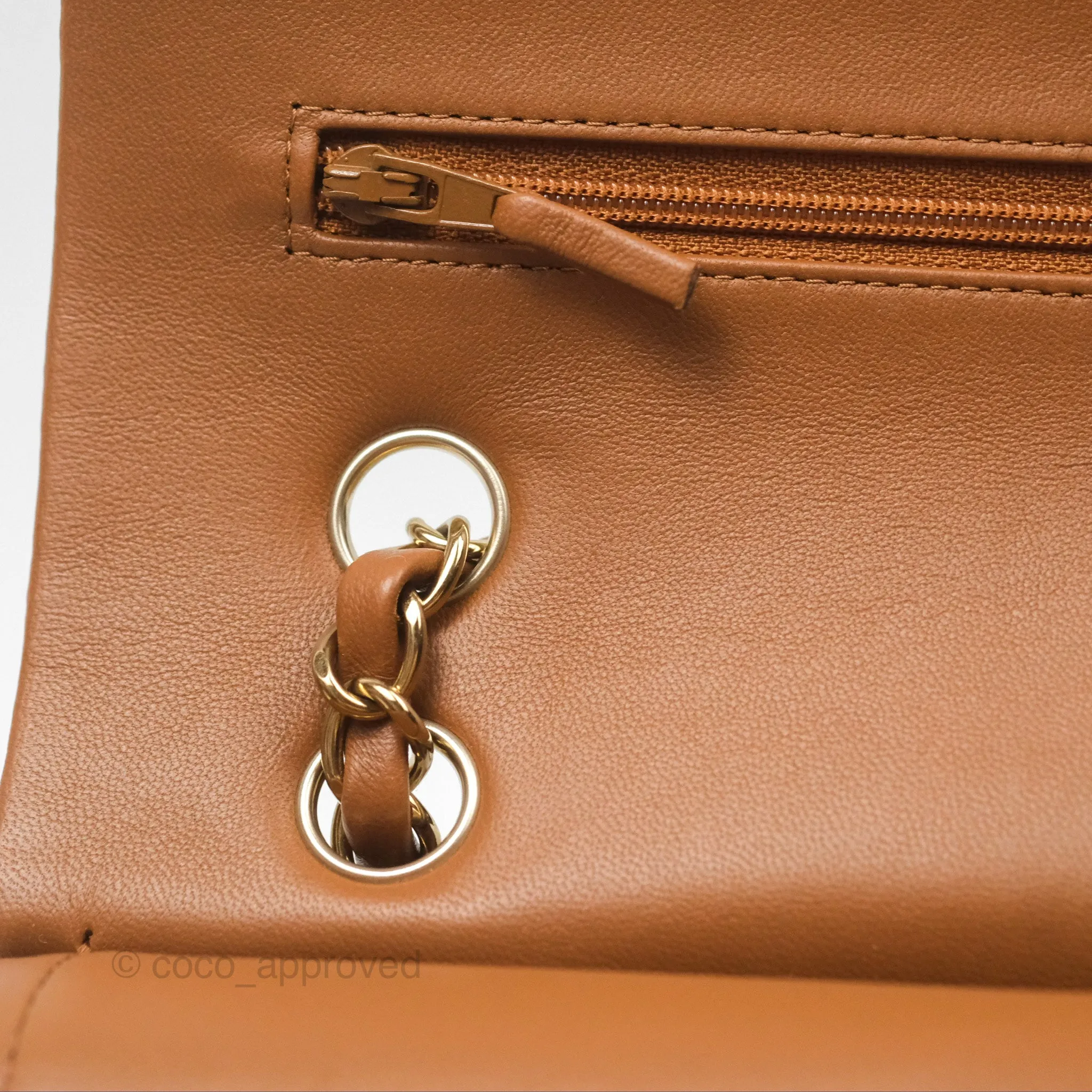 Chanel Classic M/L Medium Flap Quilted Brown Lambskin Gold Hardware