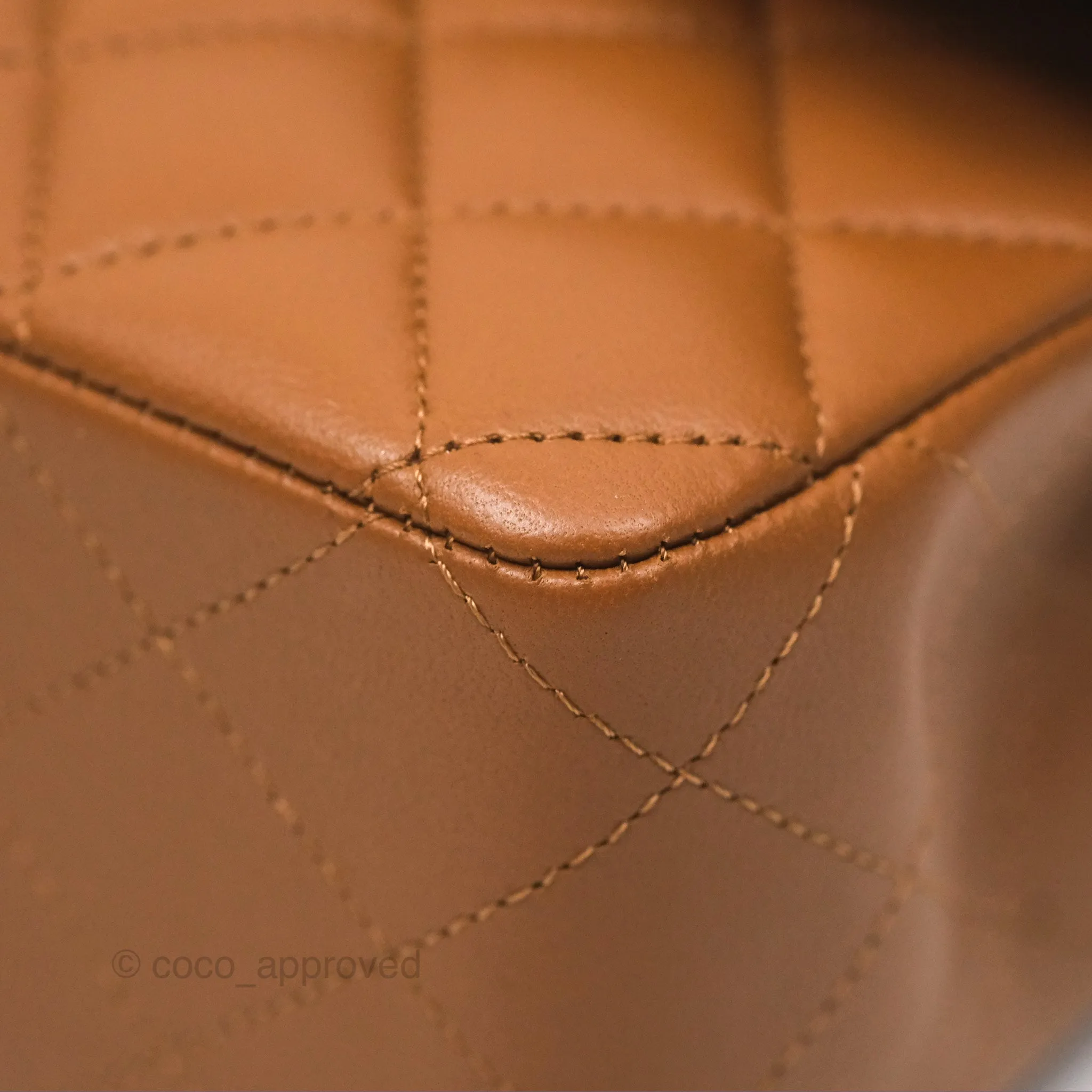Chanel Classic M/L Medium Flap Quilted Brown Lambskin Gold Hardware