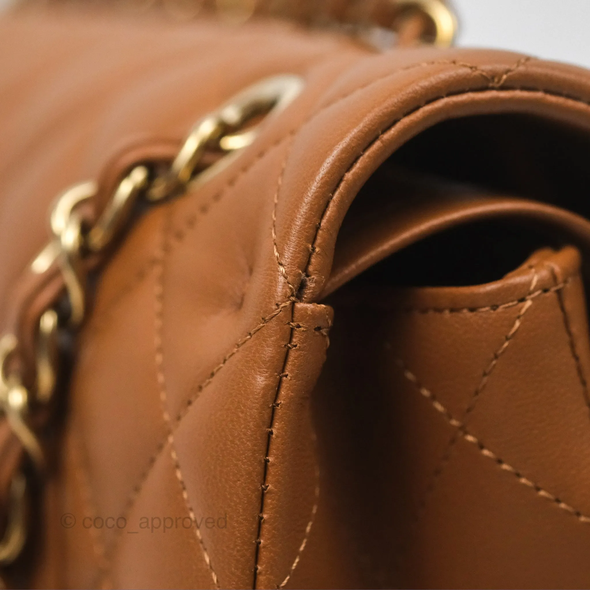 Chanel Classic M/L Medium Flap Quilted Brown Lambskin Gold Hardware