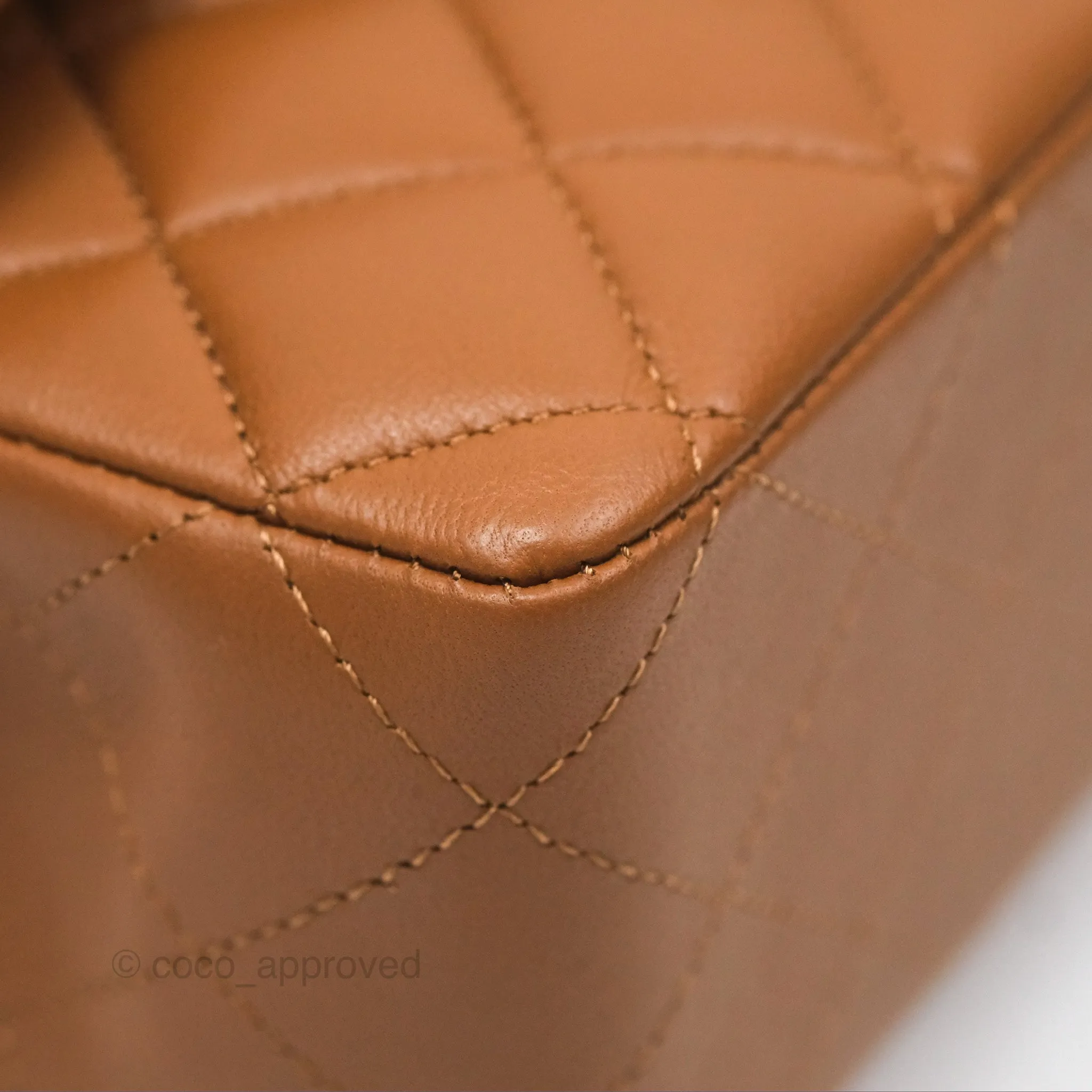 Chanel Classic M/L Medium Flap Quilted Brown Lambskin Gold Hardware