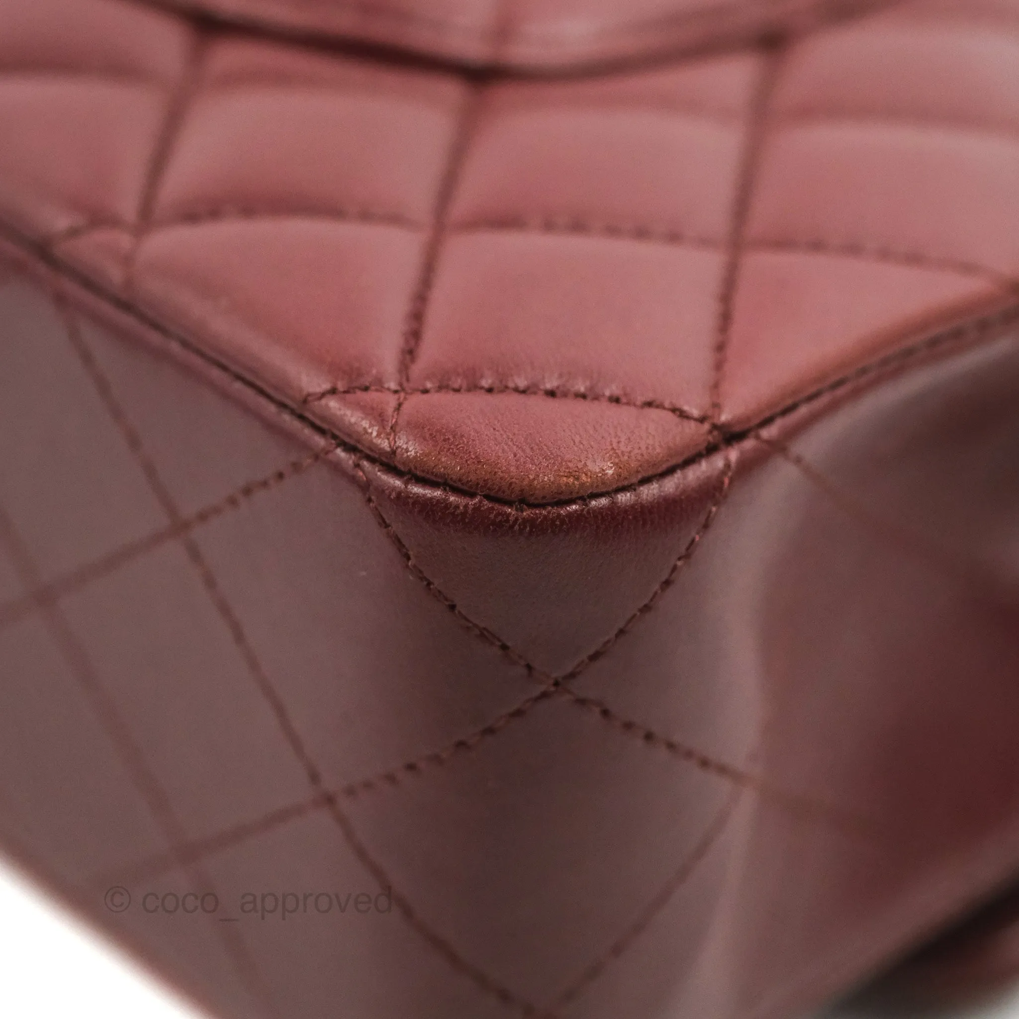 Chanel Classic M/L Medium Flap Quilted Burgundy Lambskin Gold Hardware
