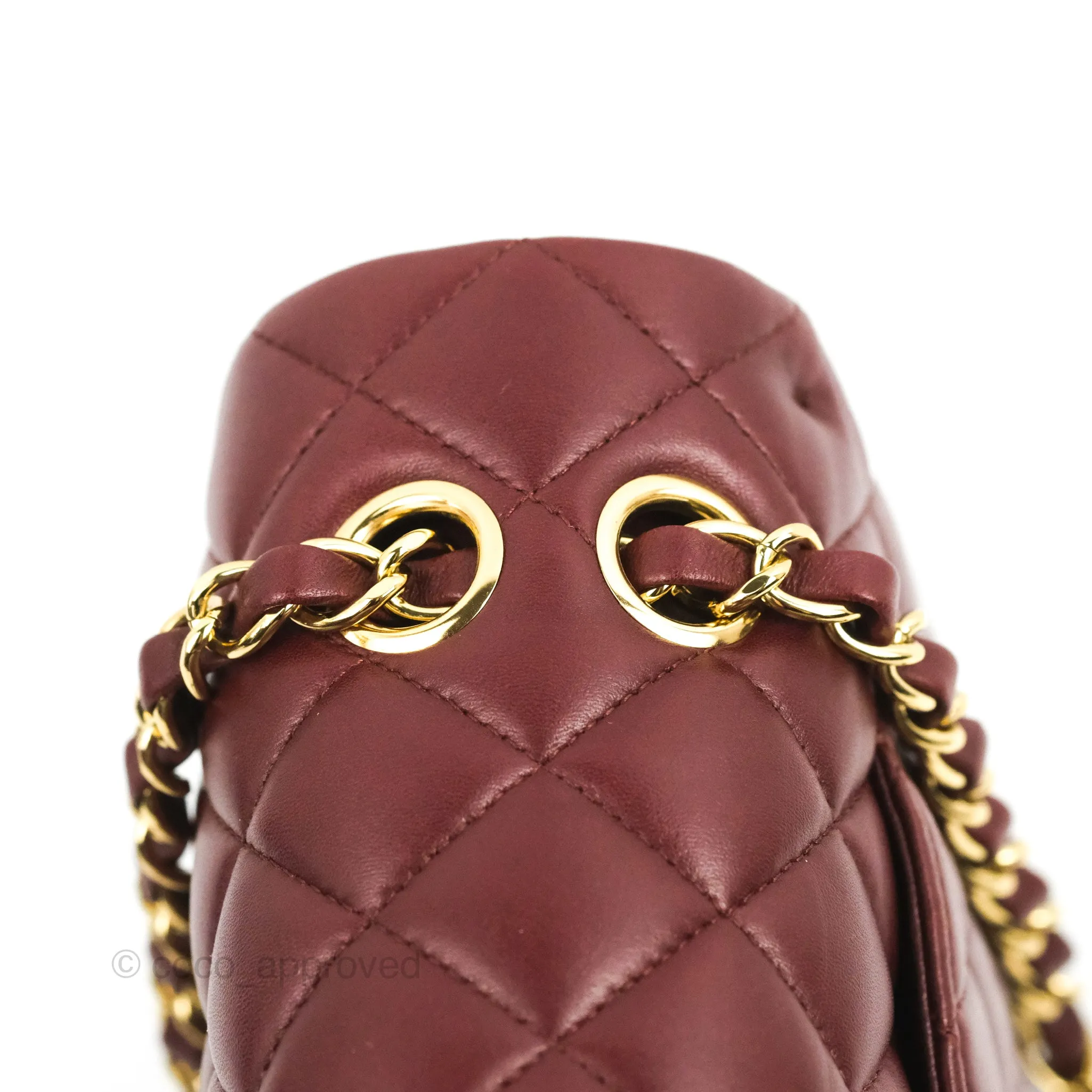 Chanel Classic M/L Medium Flap Quilted Burgundy Lambskin Gold Hardware