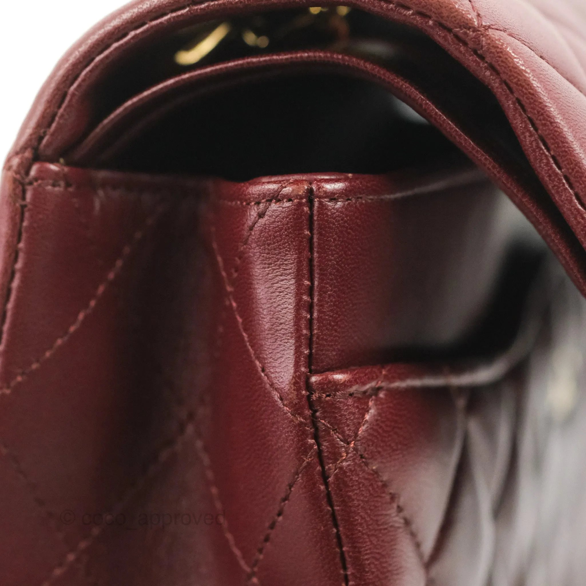 Chanel Classic M/L Medium Flap Quilted Burgundy Lambskin Gold Hardware