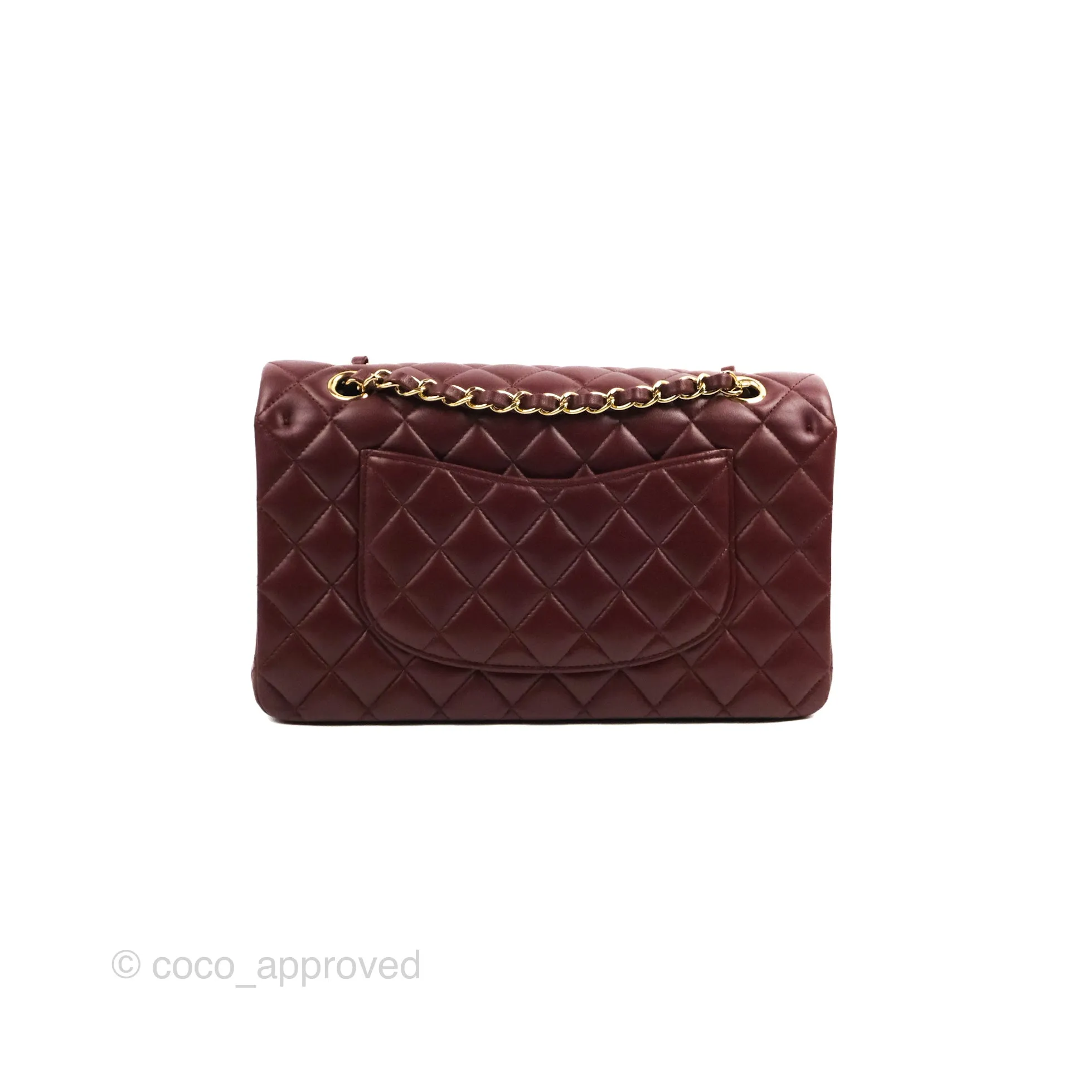Chanel Classic M/L Medium Flap Quilted Burgundy Lambskin Gold Hardware
